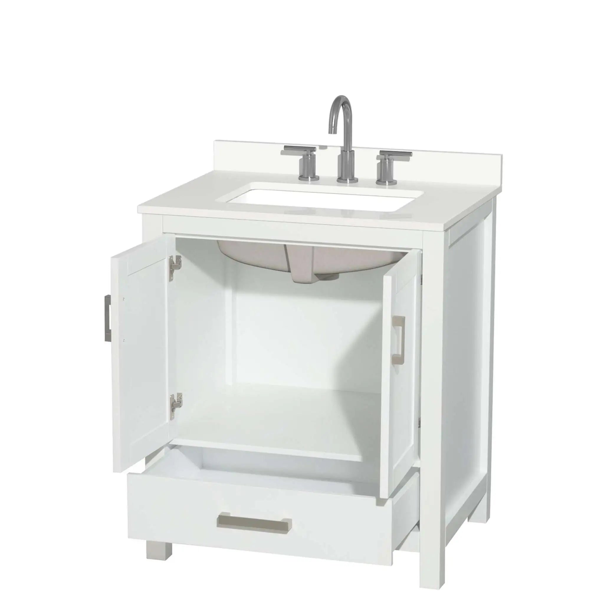 30" Sheffield Single Bathroom Vanity in White with Brushed Chrome Trim by Wyndham