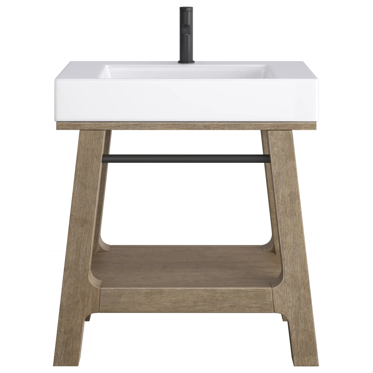 31.5" Auburn Single Sink Console in Weathered Timber-Glossy White image 1