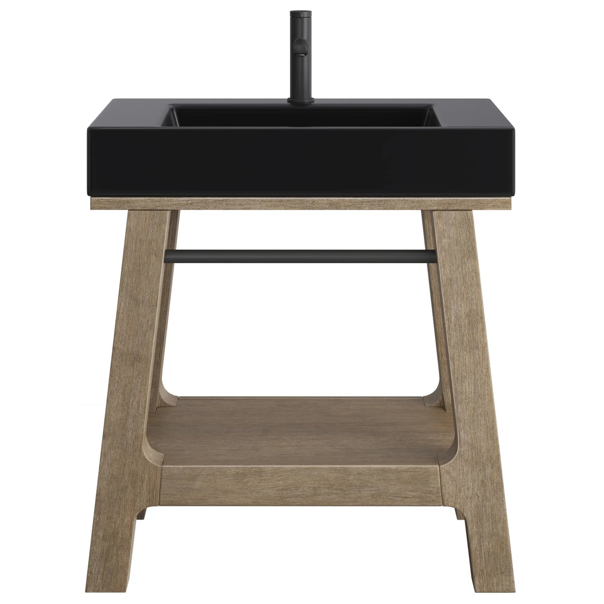 31.5" Auburn Single Sink Console in Weathered Timber-Matte Black image 1