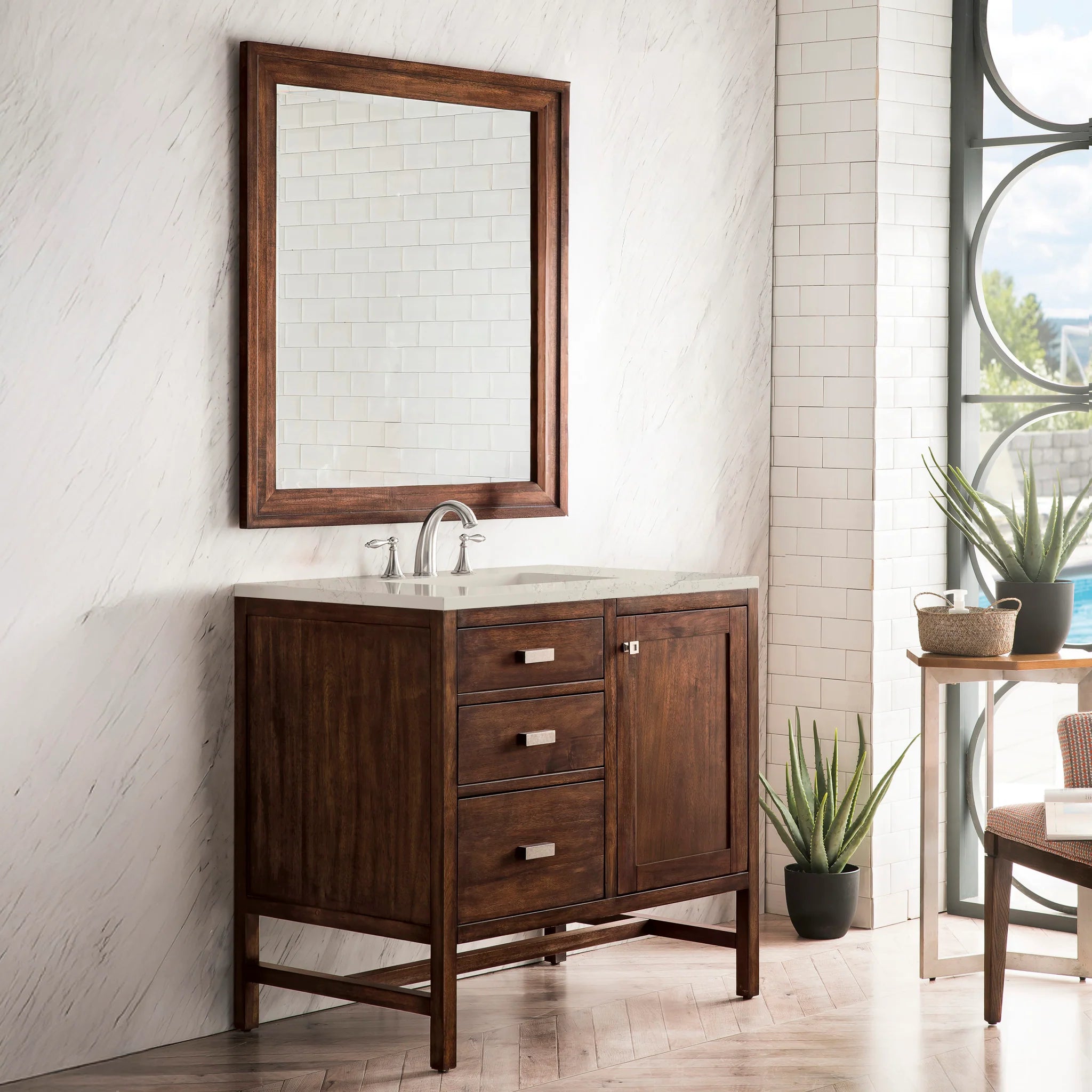 36-addison-single-vanity-cabinet-in-mid-century-acacia-by-james-martin-vanities-e444-v36-mca-siberian-silestone image 2