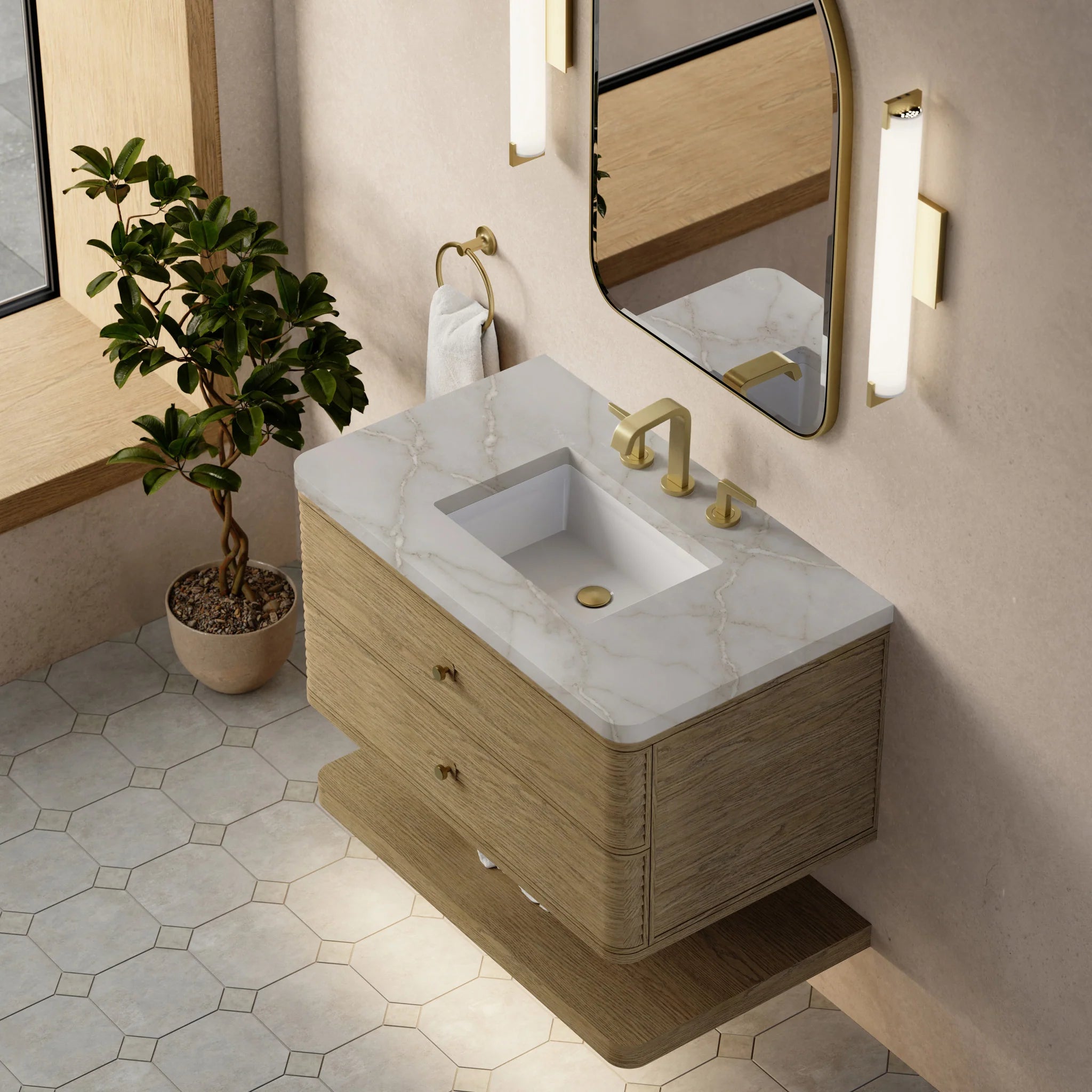 36" Allamari Single Vanity in Dune Mist by James Martin Vanities-Victorian Silver Silestone 5