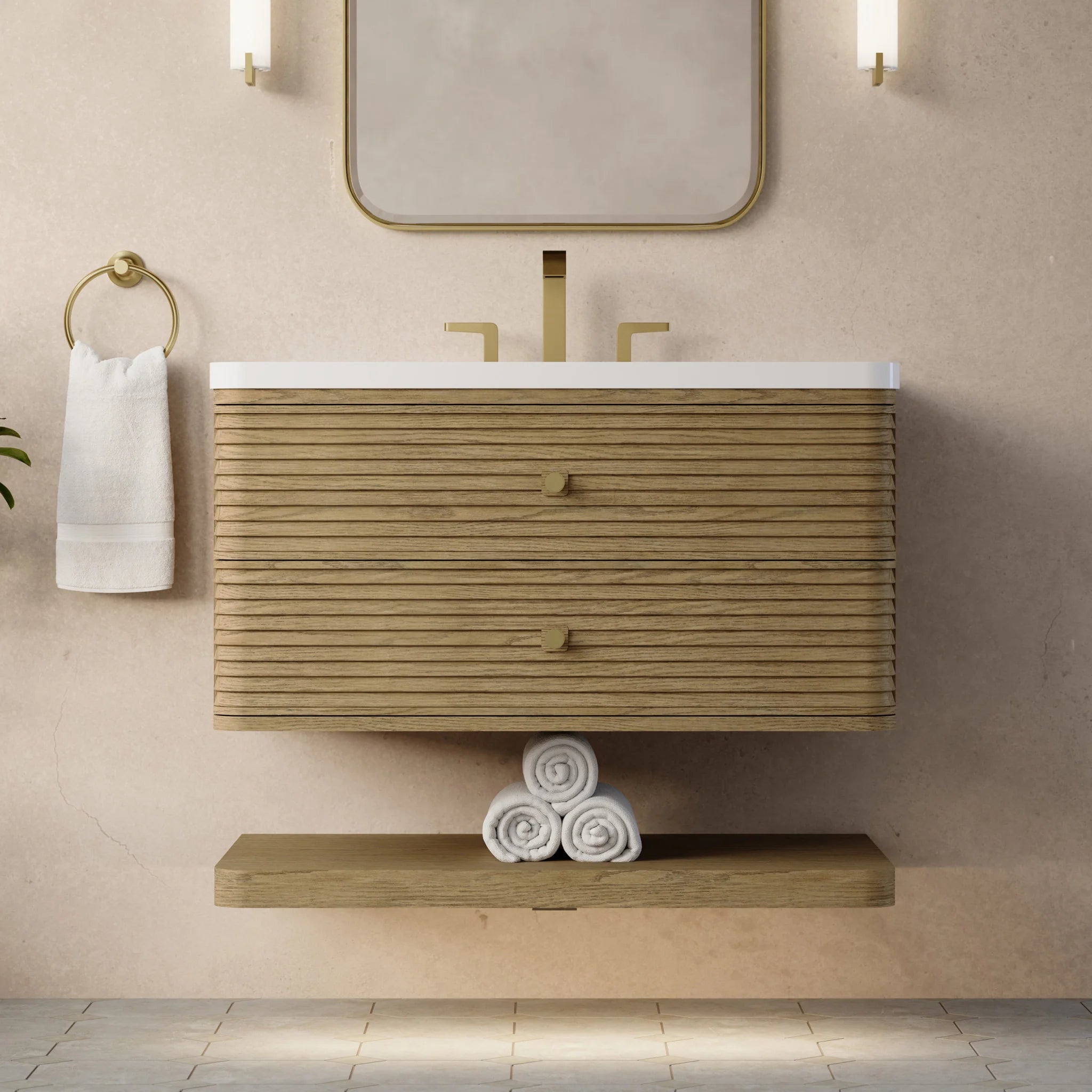 36" Allamari Single Vanity in Dune Mist by James Martin Vanities-White Zeus Silestone 2