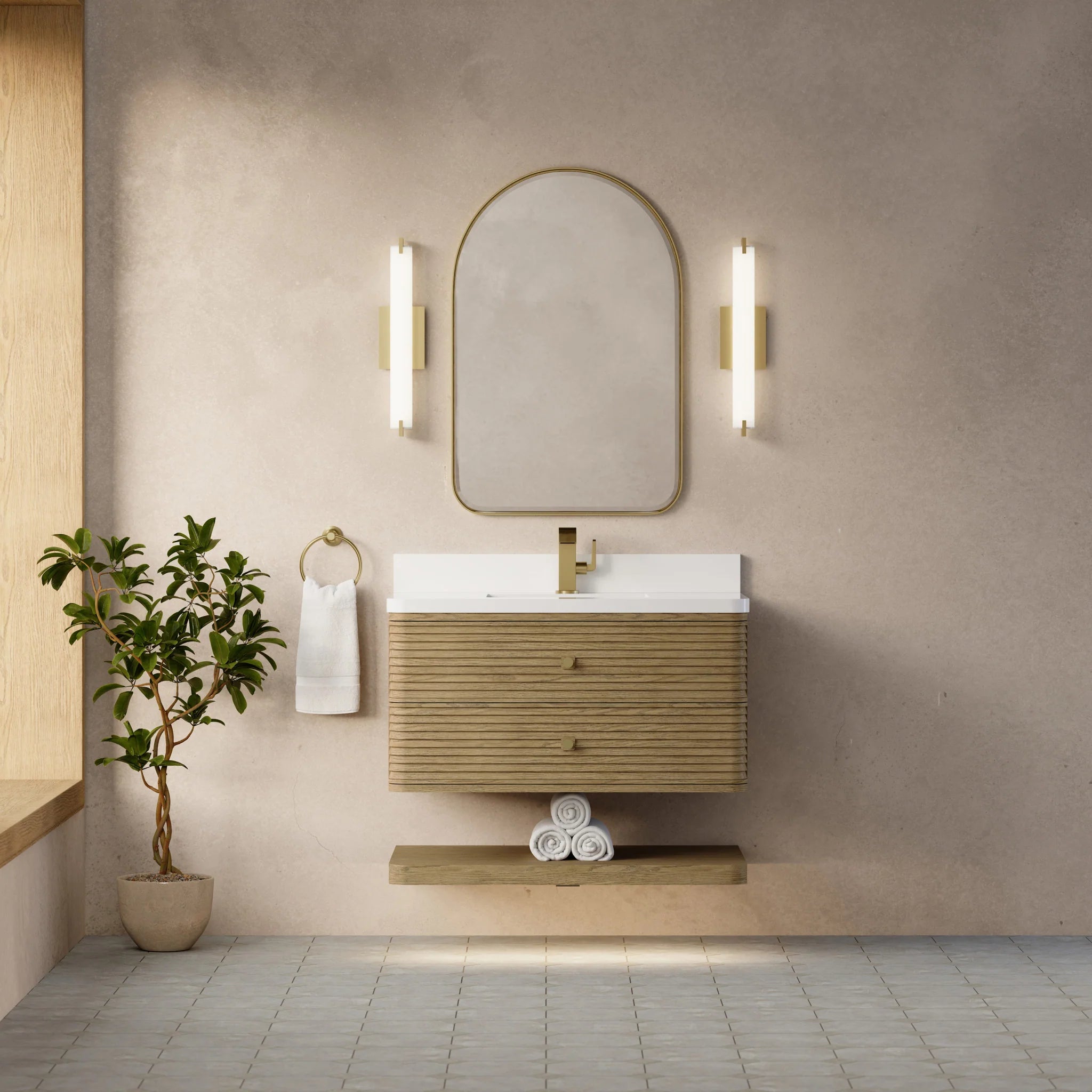 36" Allamari Single Vanity in Dune Mist by James Martin Vanities-White Zeus Silestone 24