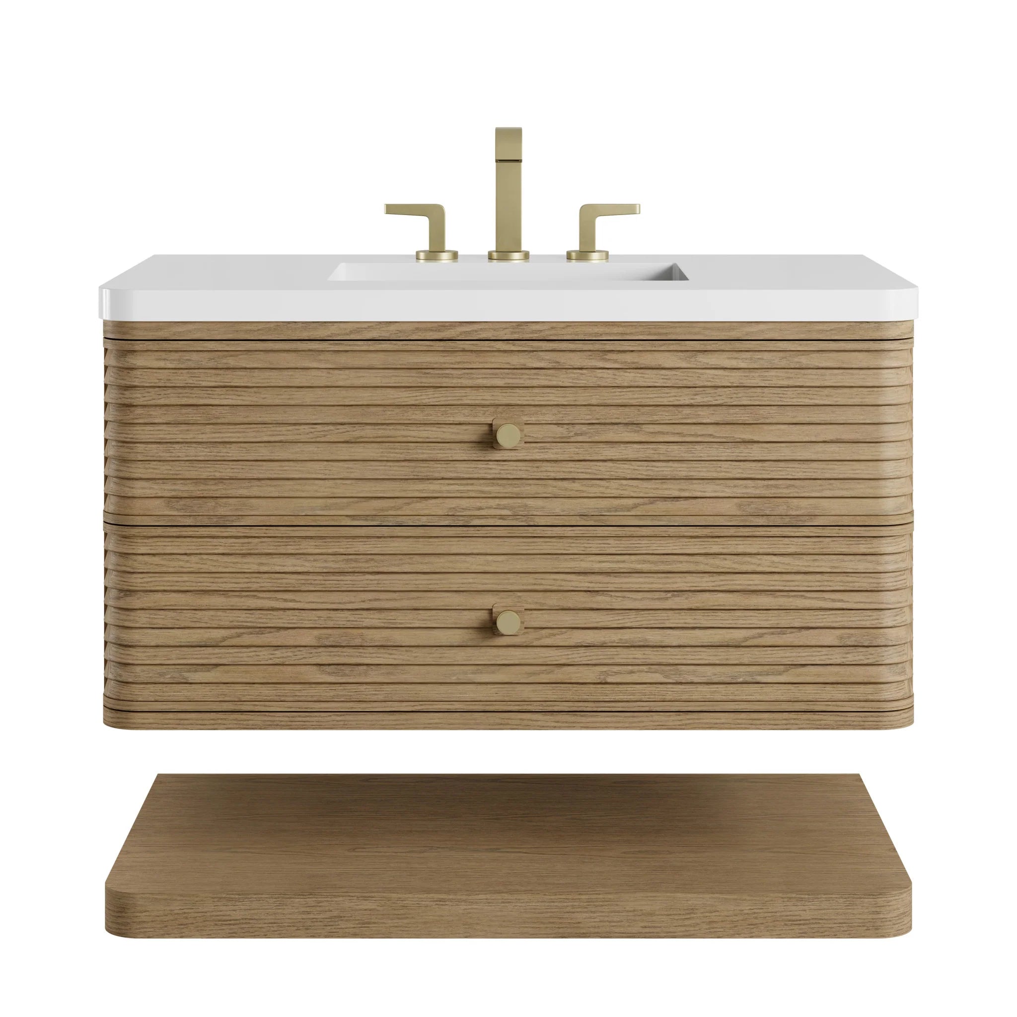 36" Allamari Single Vanity in Dune Mist by James Martin Vanities-White Zeus Silestone 