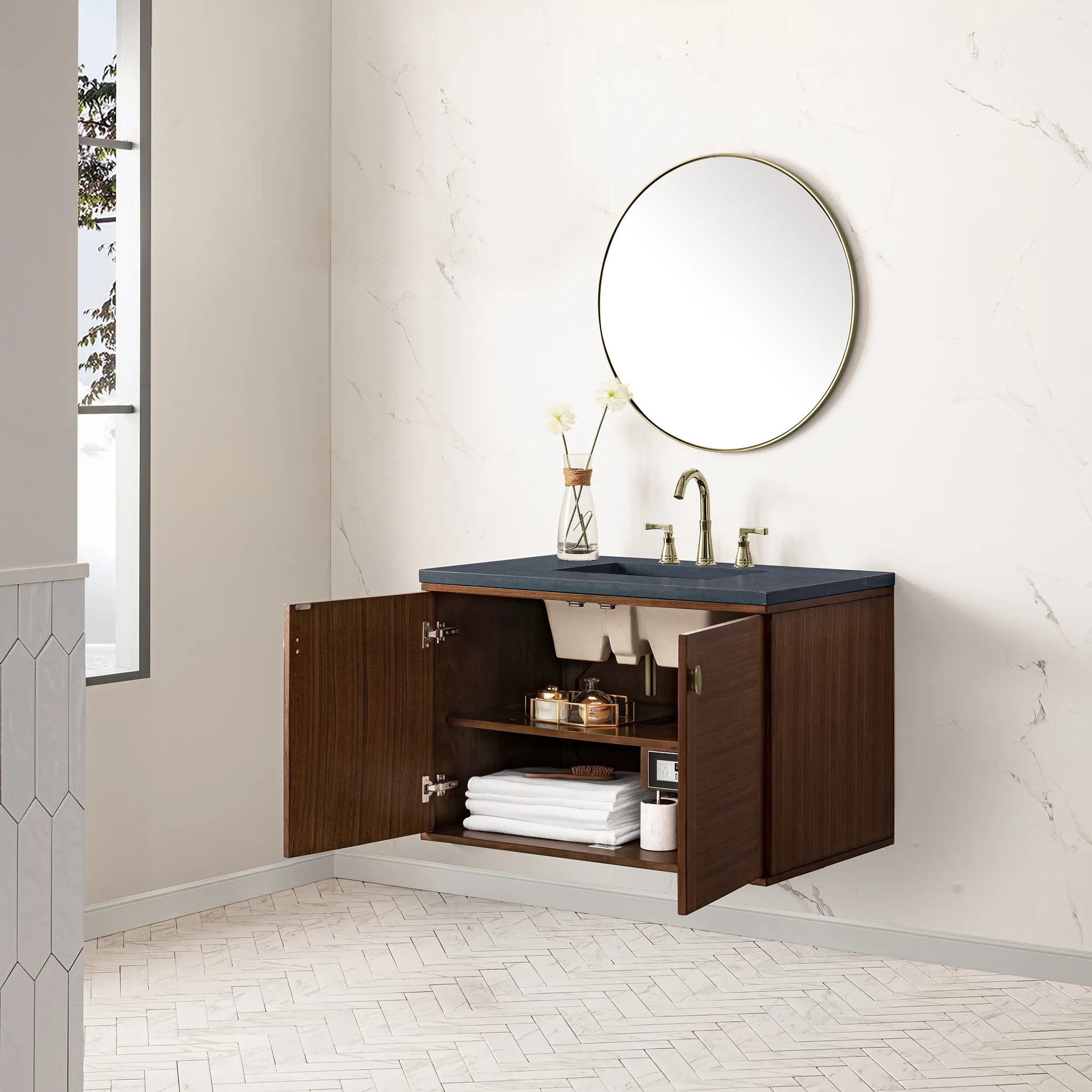 36" Amberly Single Vanity in Mid-Century Walnut-Cabinet Only-Not Available image 5
