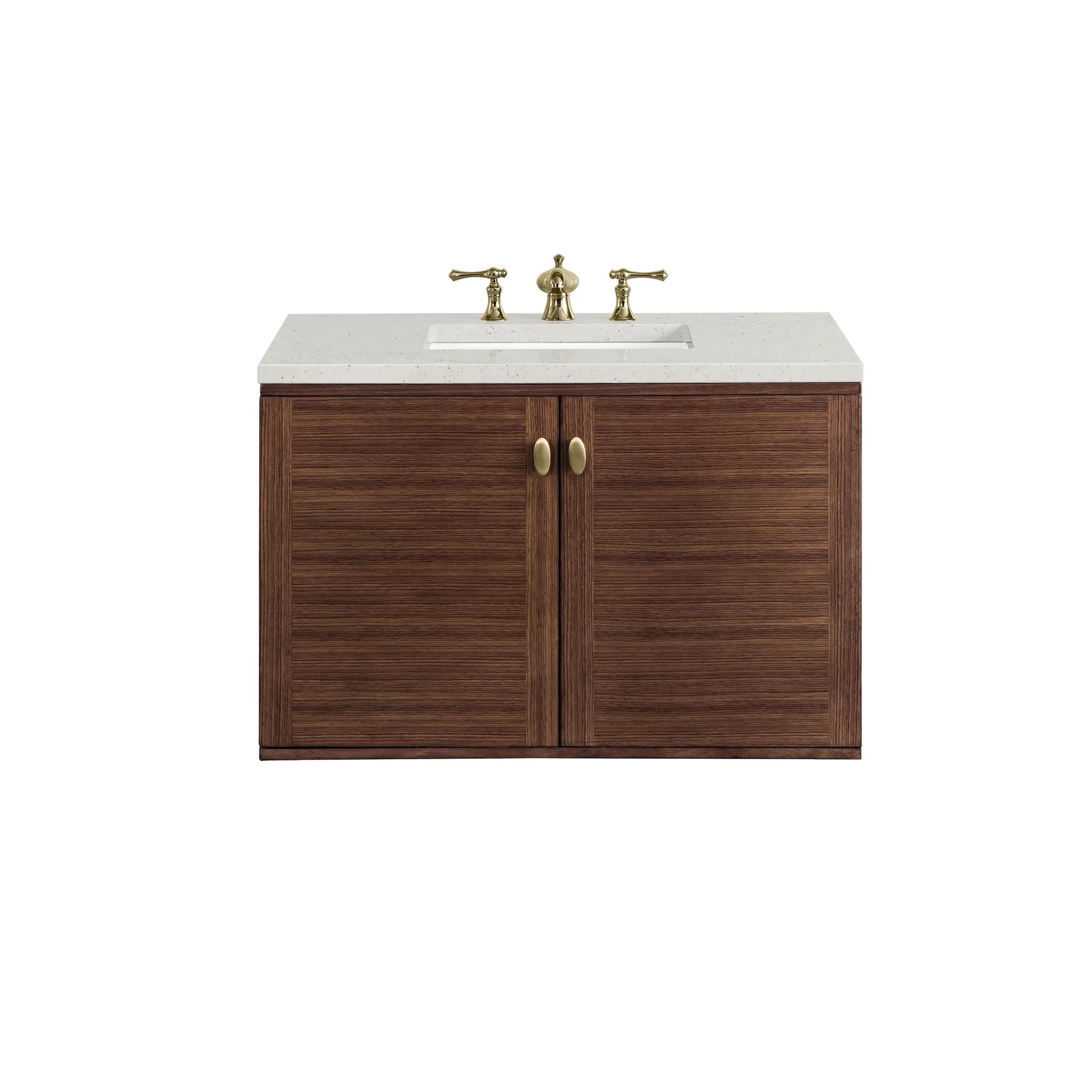 36" Amberly Single Vanity in Mid-Century Walnut-Lime Delight Silestone-8" Widespread image 1
