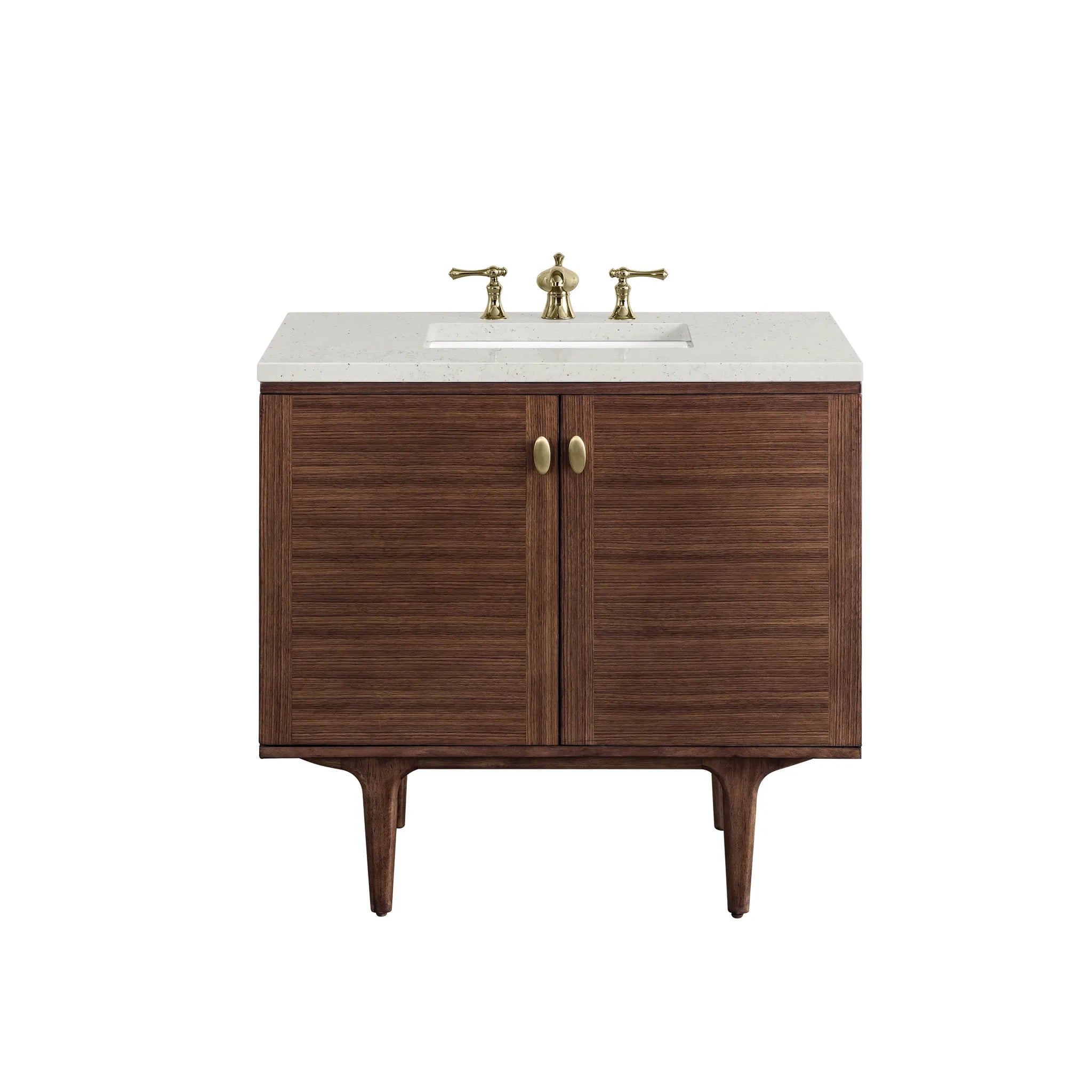 36" Amberly Single Vanity in Mid-Century Walnut-Lime Delight Silestone-8" Widespread image