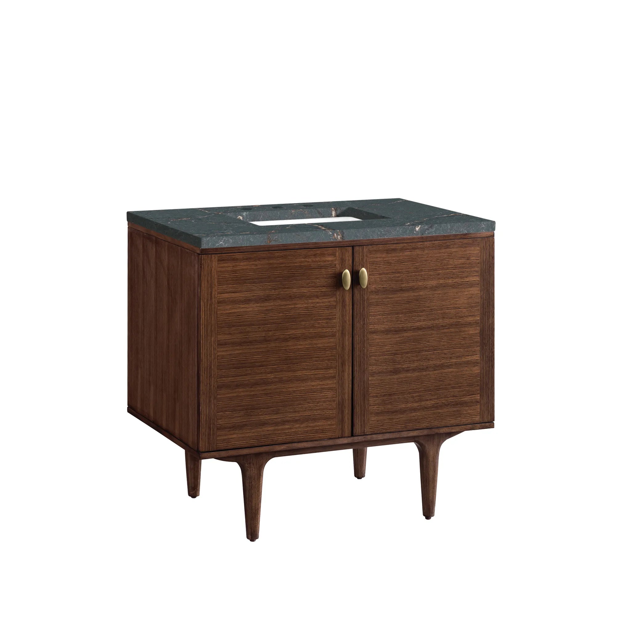 36" Amberly Single Vanity in Mid-Century Walnut-Parisien Bleu Silestone-8" Widespread image 10