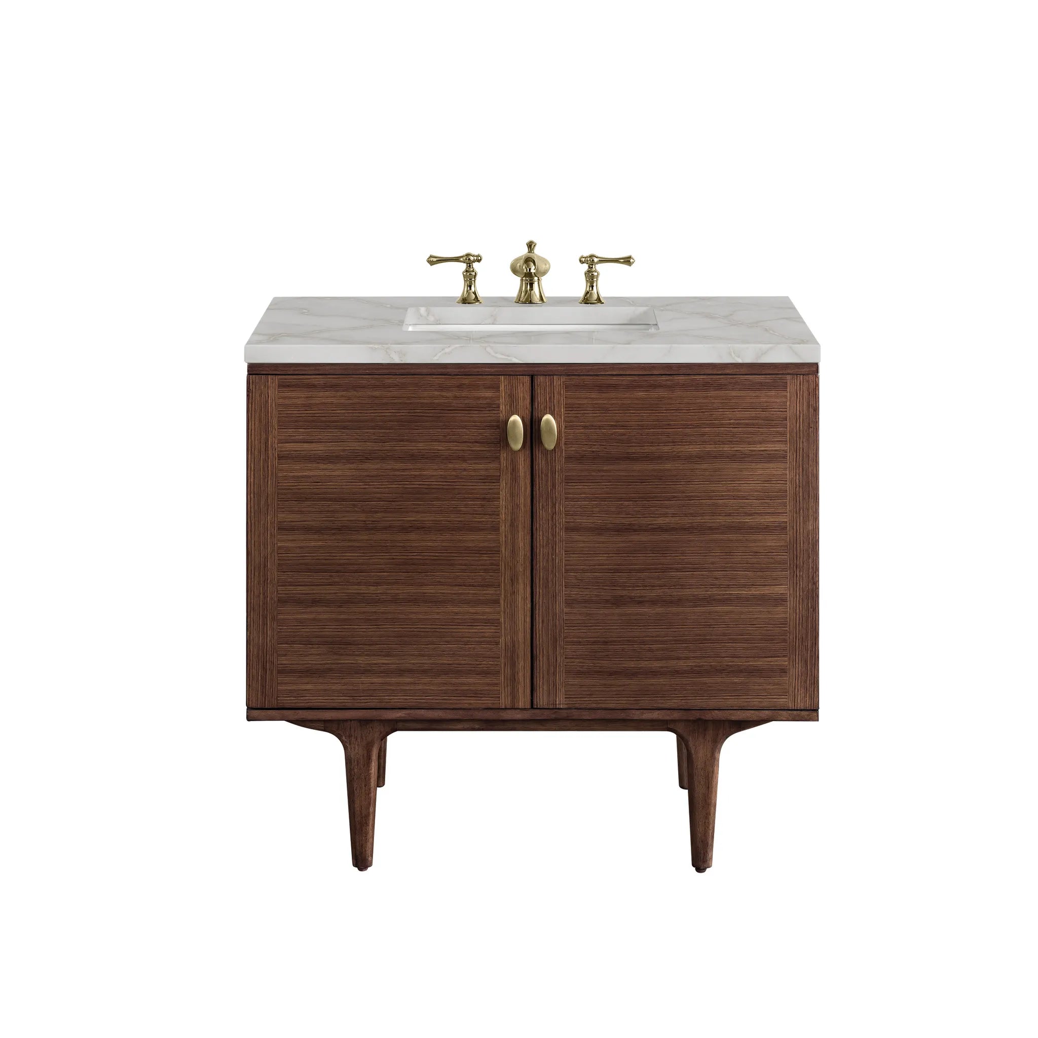 36" Amberly Single Vanity in Mid - Century Walnut by James Martin Vanities - AURA Modern Home