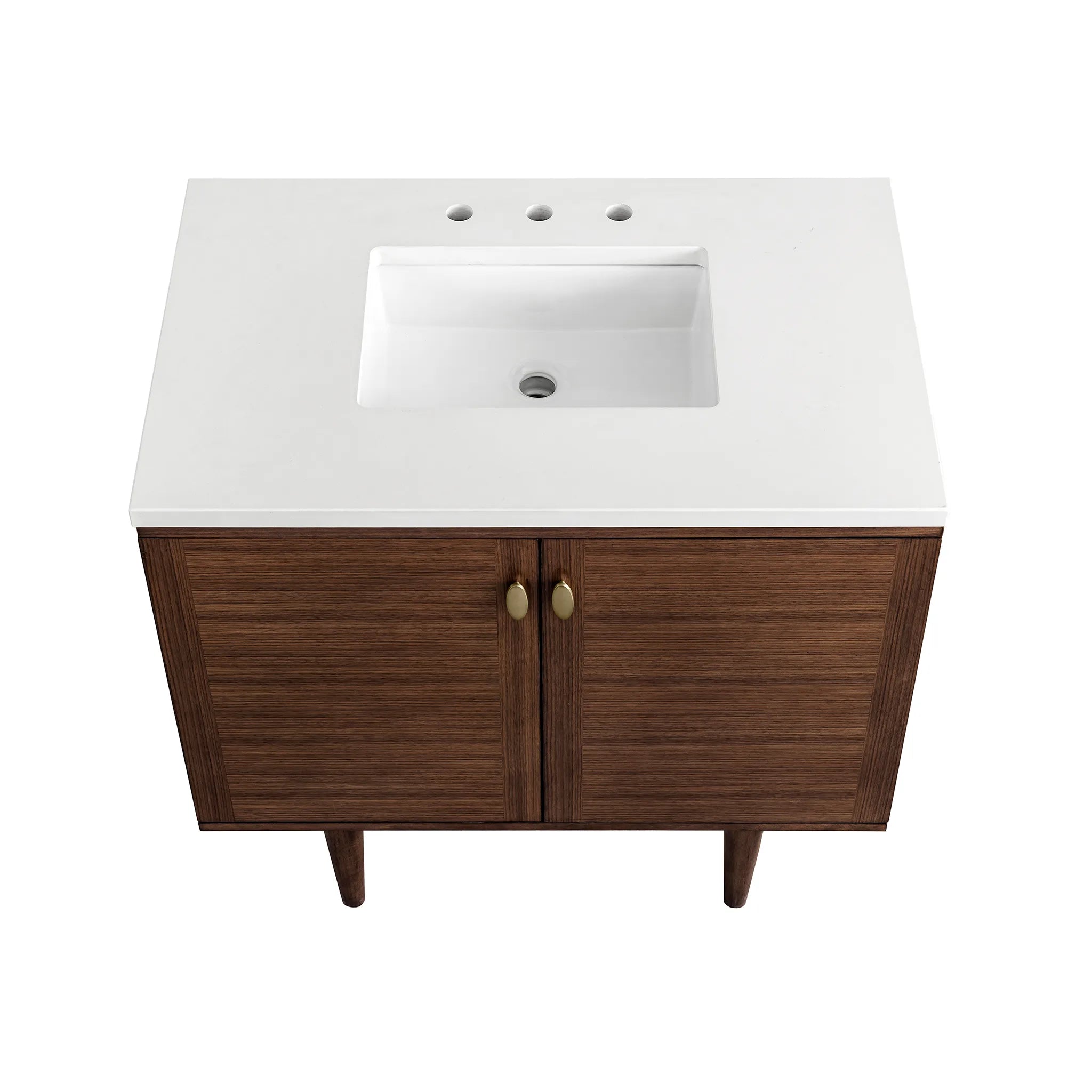 36" Amberly Single Vanity in Mid-Century Walnut-White Zeus Silestone-8" Widespread image 10