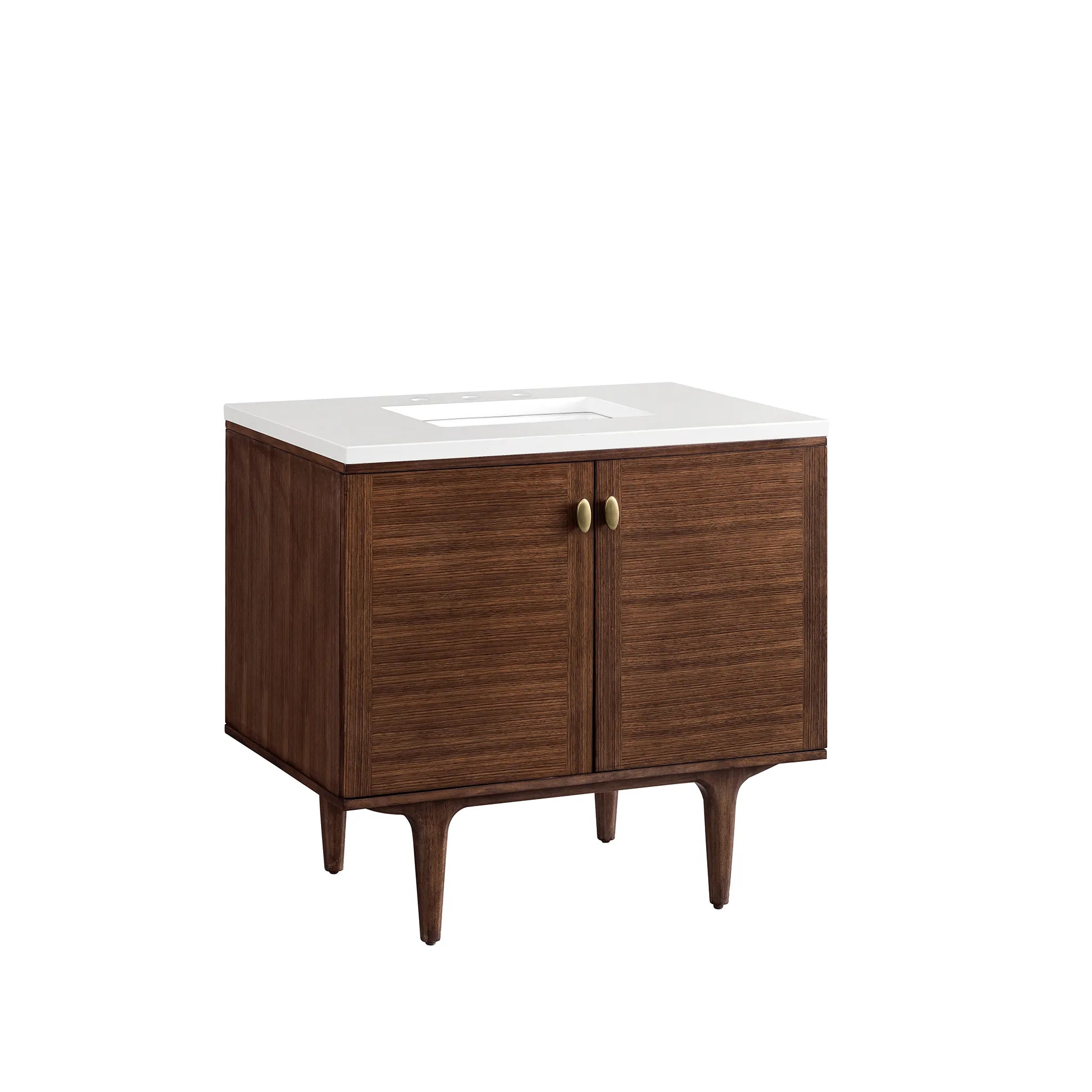 36" Amberly Single Vanity in Mid-Century Walnut-White Zeus Silestone-8" Widespread image 15