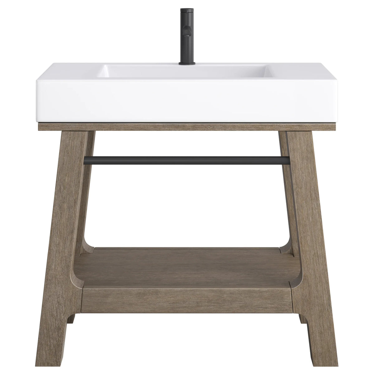 36" Auburn Single Sink Console in Weathered Timber-Glossy White image 1