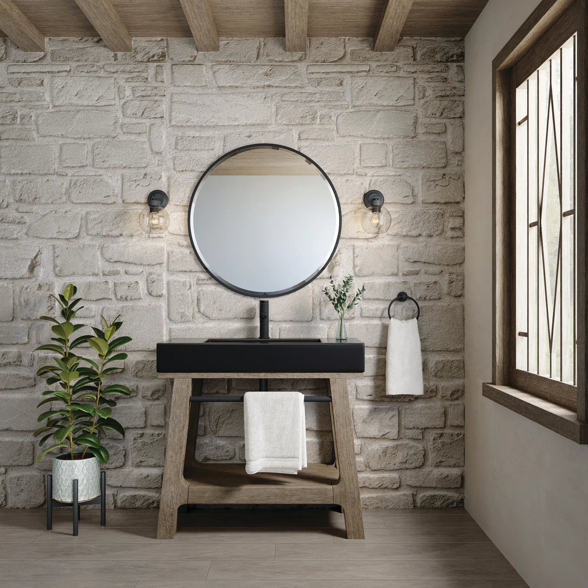 36" Auburn Single Sink Console in Weathered Timber-Matte Black image 3
