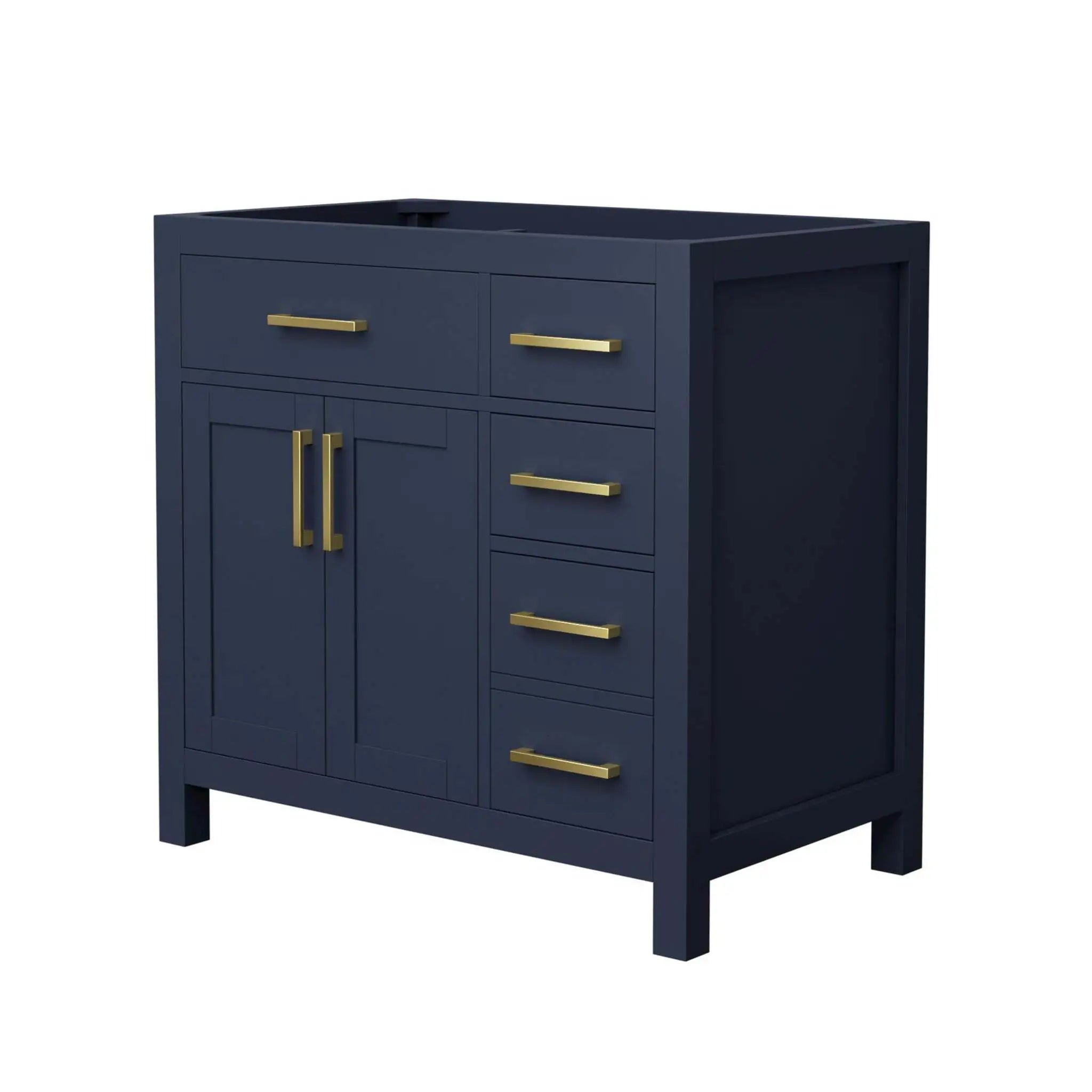 36" Beckett Single Bathroom Vanity in Dark Blue with Brushed Gold Trim by Wyndham