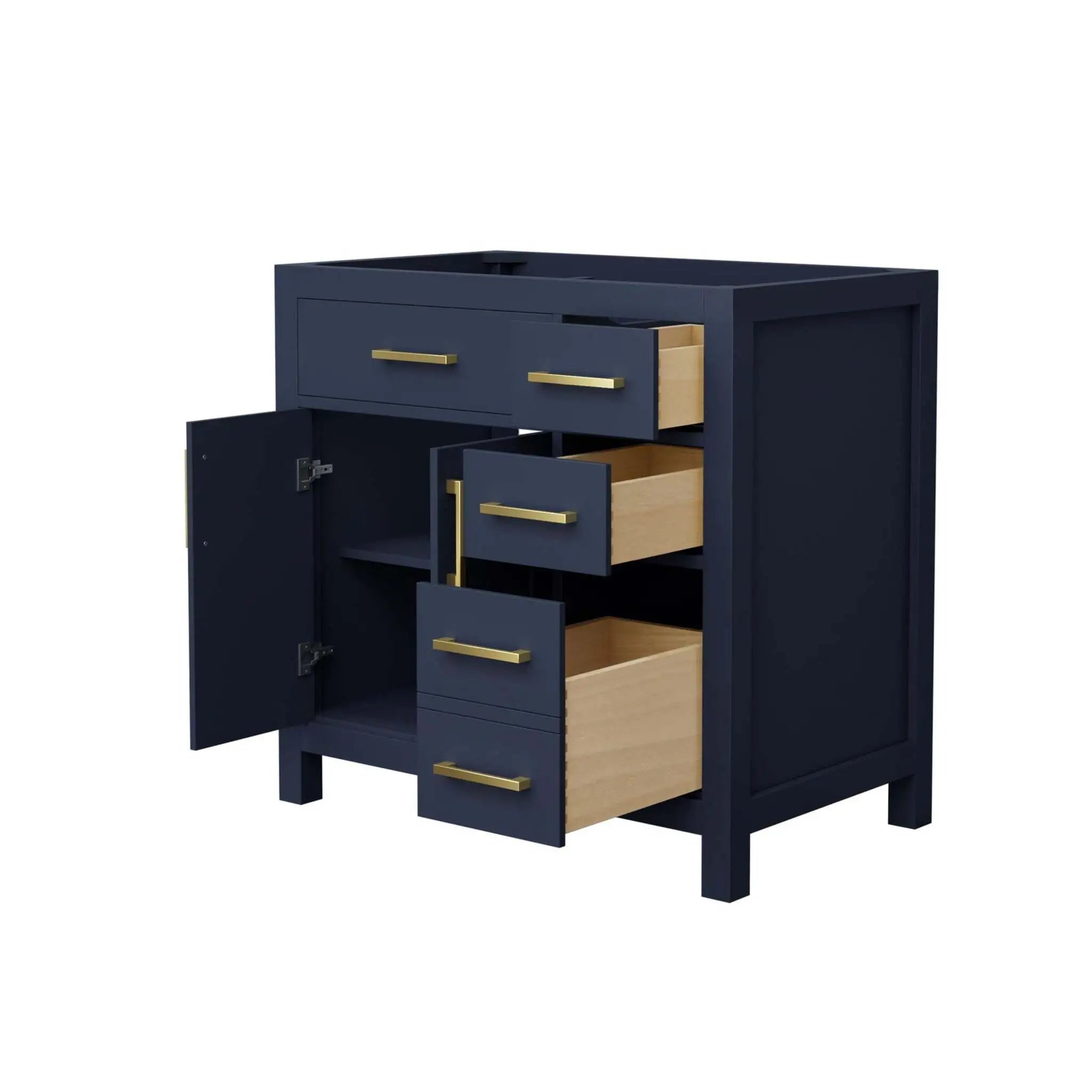 36" Beckett Single Bathroom Vanity in Dark Blue with Brushed Gold Trim by Wyndham