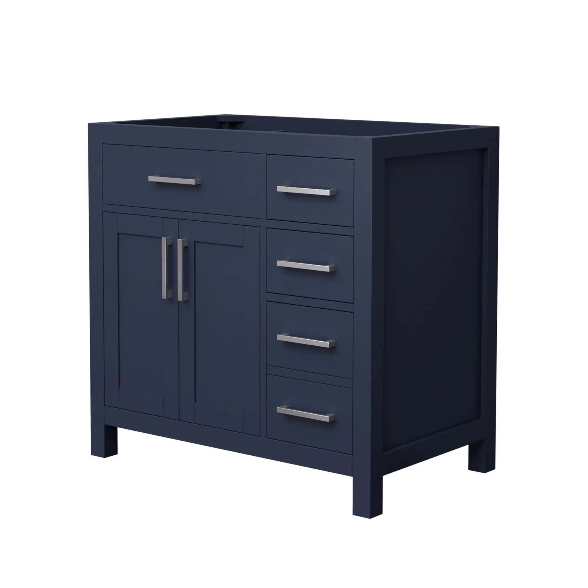36" Beckett Single Bathroom Vanity in Dark Blue with Brushed Nickel Trim by Wyndham