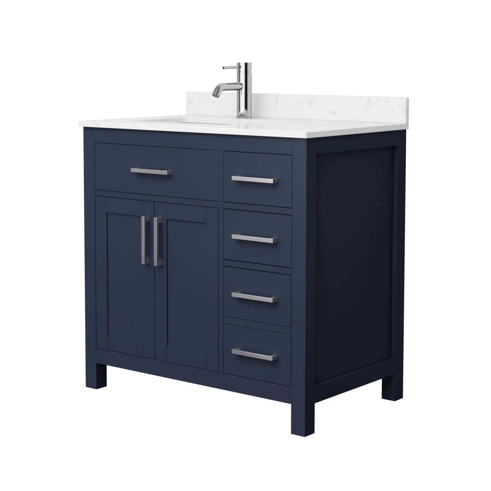 36" Beckett Single Bathroom Vanity in Dark Blue with Brushed Nickel Trim by Wyndham