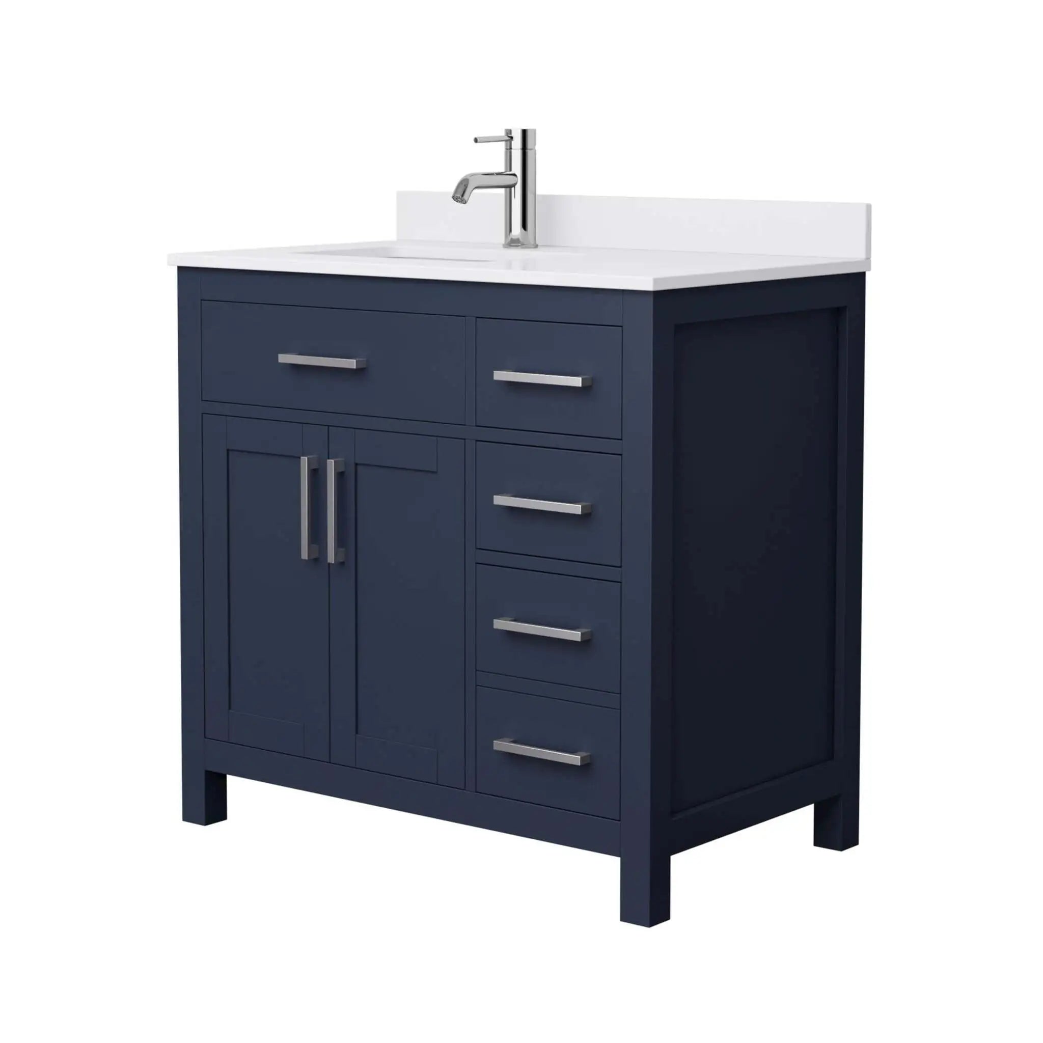 36" Beckett Single Bathroom Vanity in Dark Blue with Brushed Nickel Trim by Wyndham