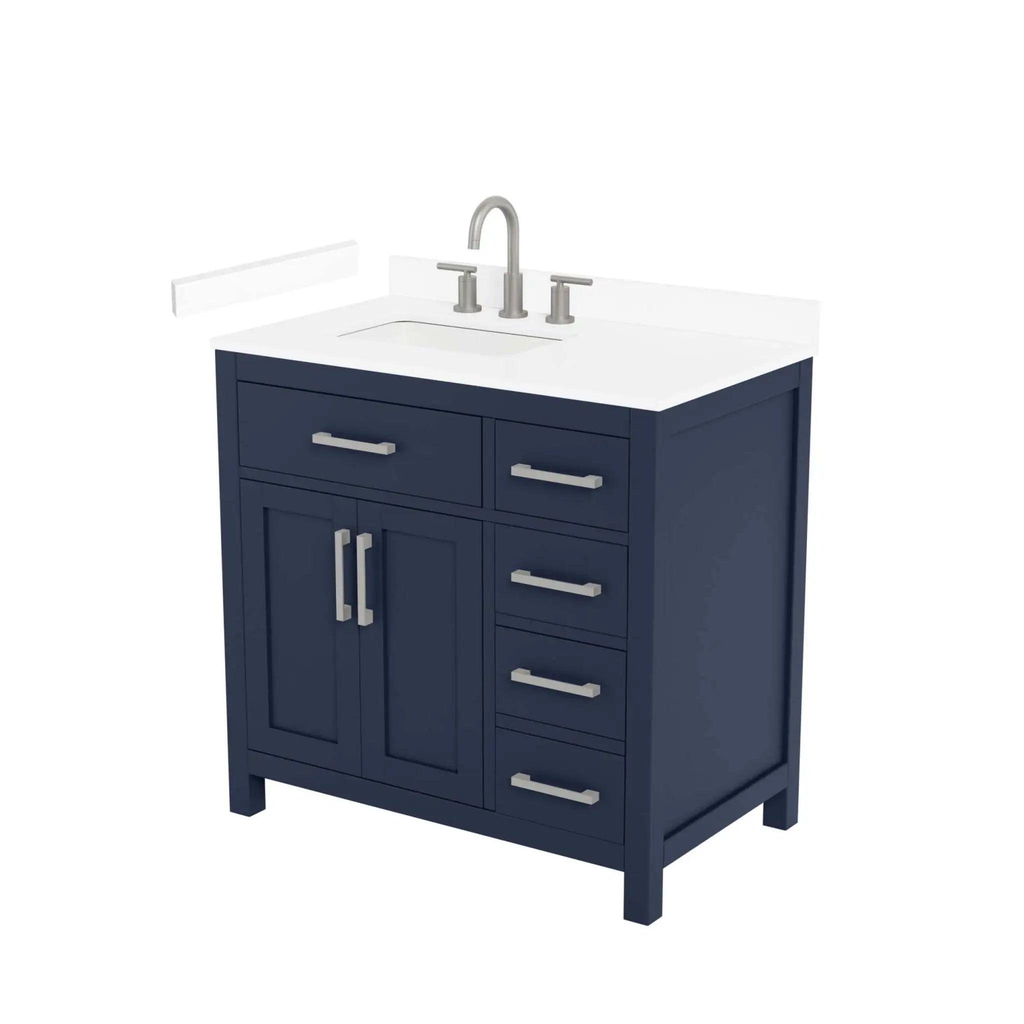 36" Beckett Single Bathroom Vanity in Dark Blue with Brushed Nickel Trim by Wyndham