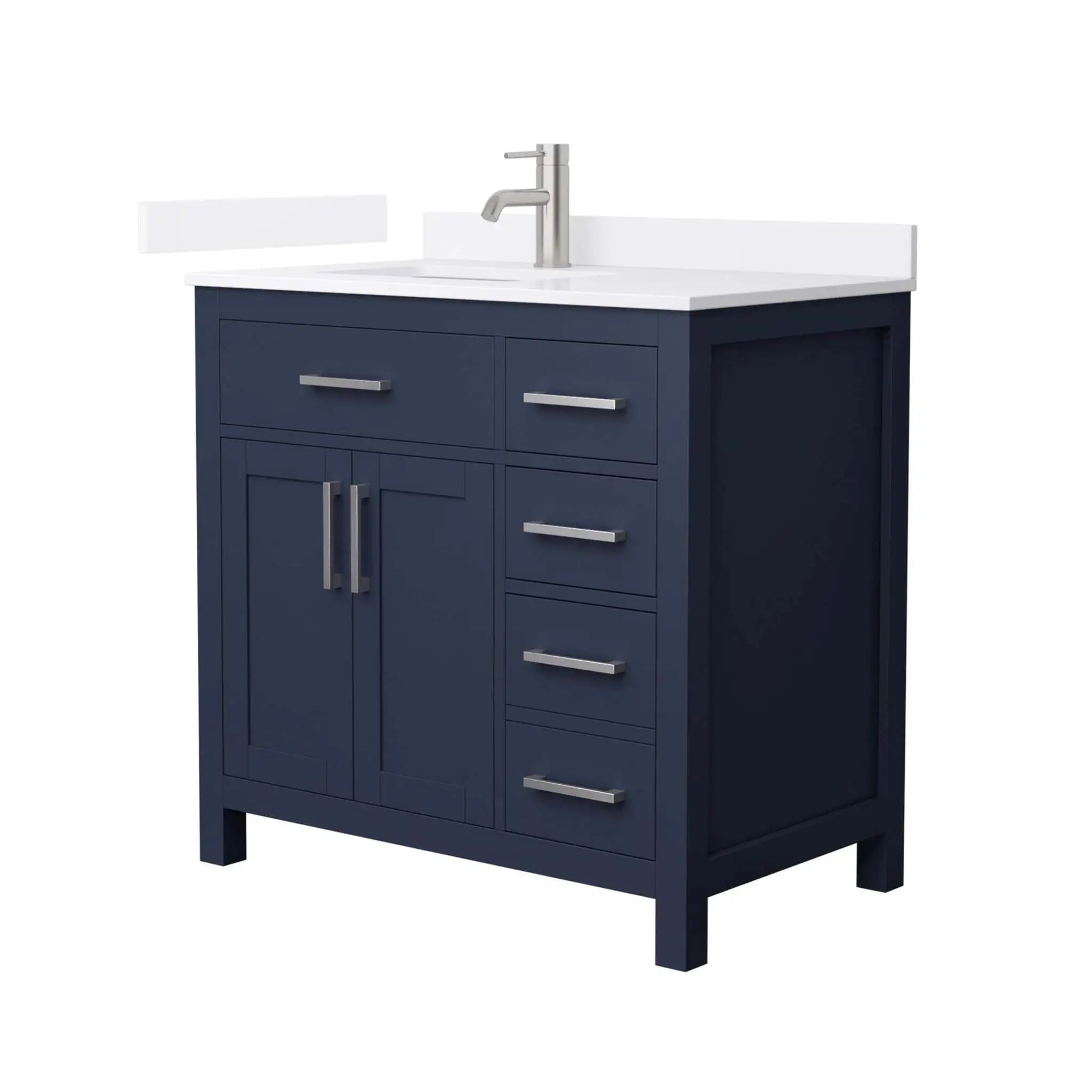 36" Beckett Single Bathroom Vanity in Dark Blue with Brushed Nickel Trim by Wyndham