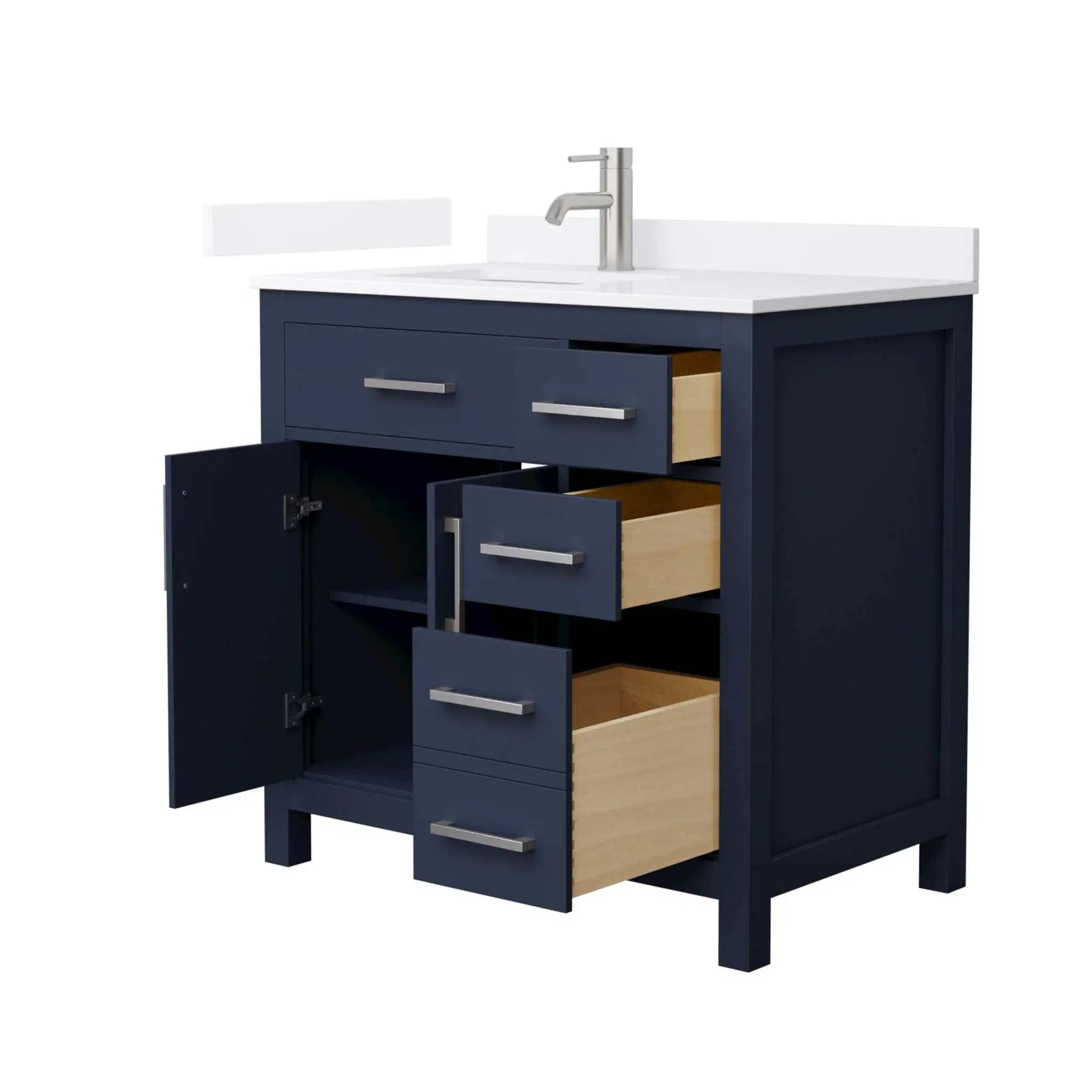 36" Beckett Single Bathroom Vanity in Dark Blue with Brushed Nickel Trim by Wyndham