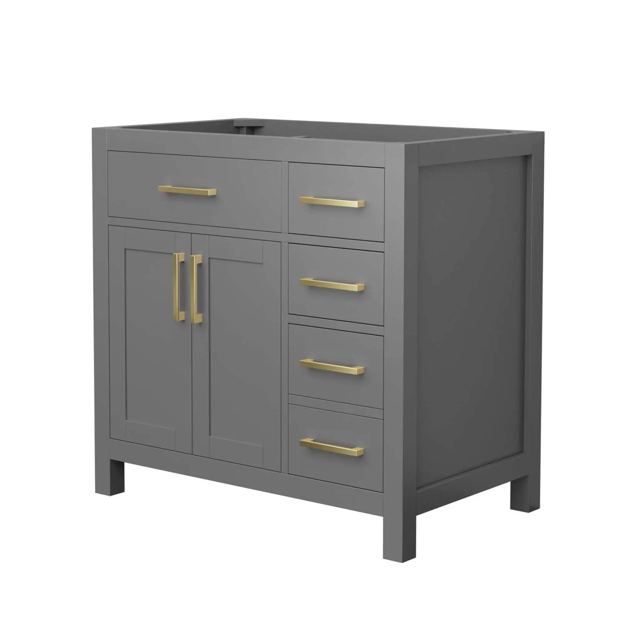 36" Beckett Single Bathroom Vanity in Dark Gray with Brushed Gold Trim by Wyndham