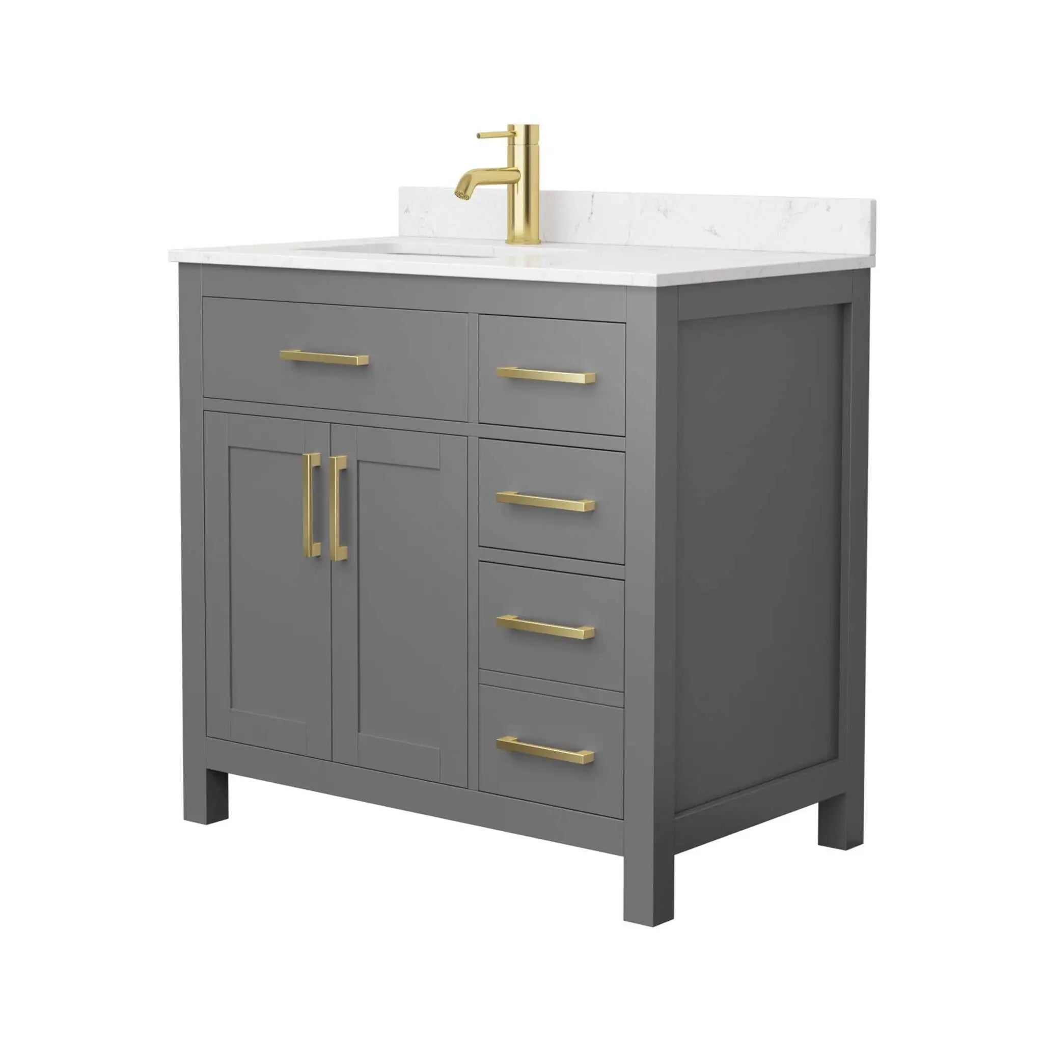 36" Beckett Single Bathroom Vanity in Dark Gray with Brushed Gold Trim by Wyndham