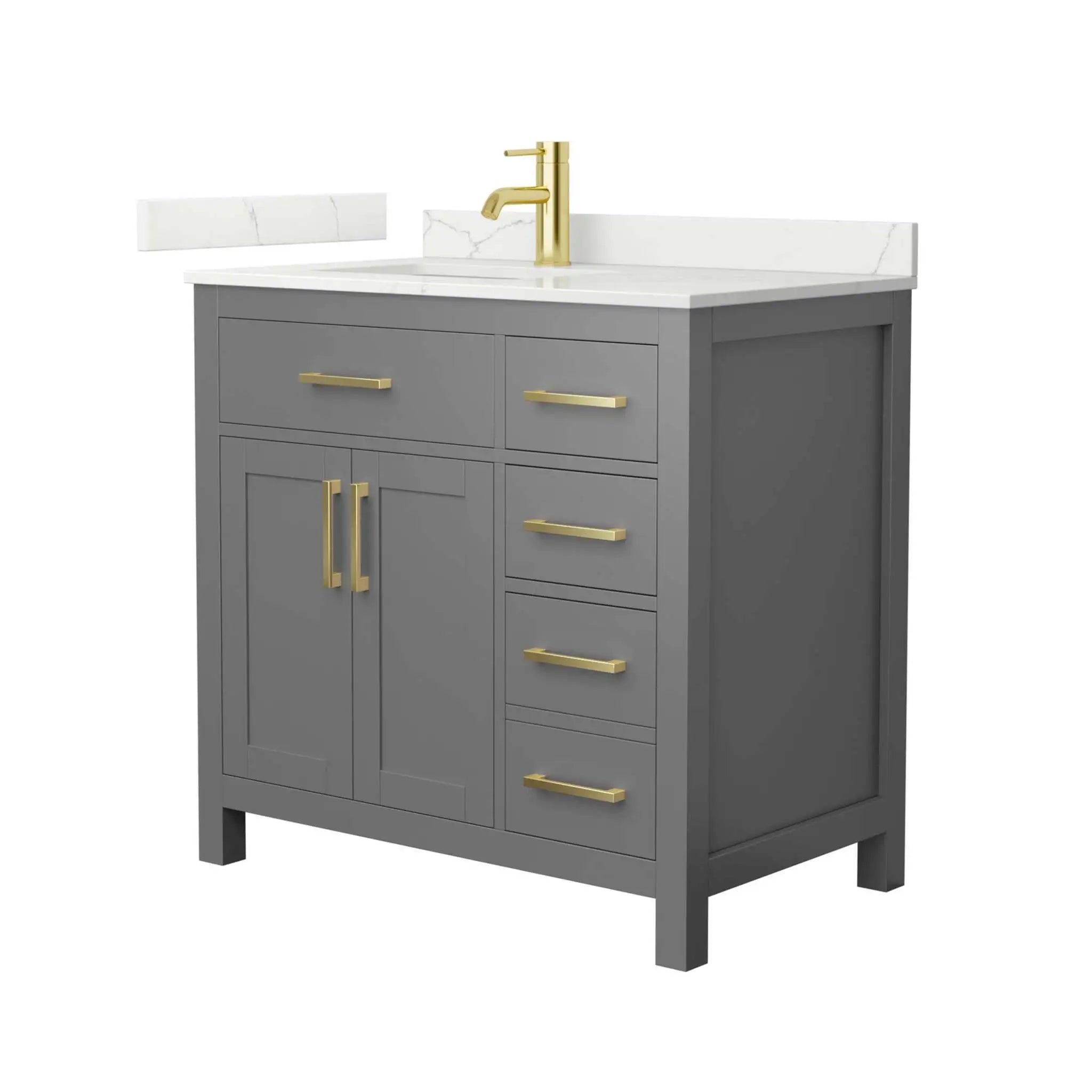 36" Beckett Single Bathroom Vanity in Dark Gray with Brushed Gold Trim by Wyndham
