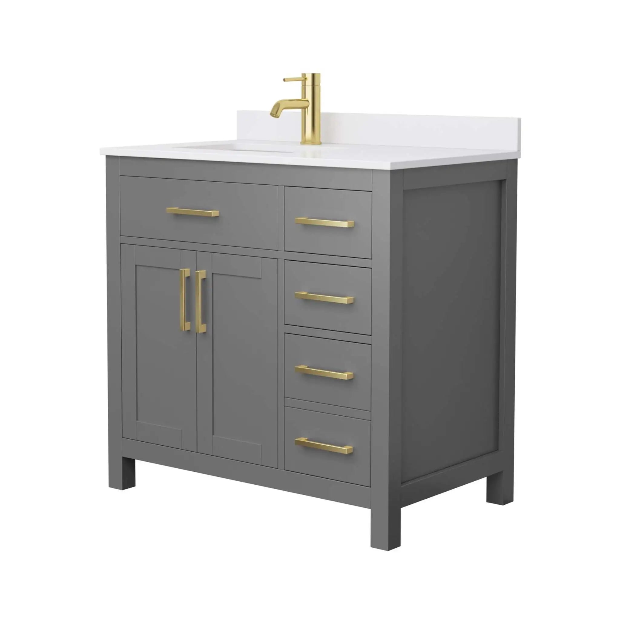 36" Beckett Single Bathroom Vanity in Dark Gray with Brushed Gold Trim by Wyndham