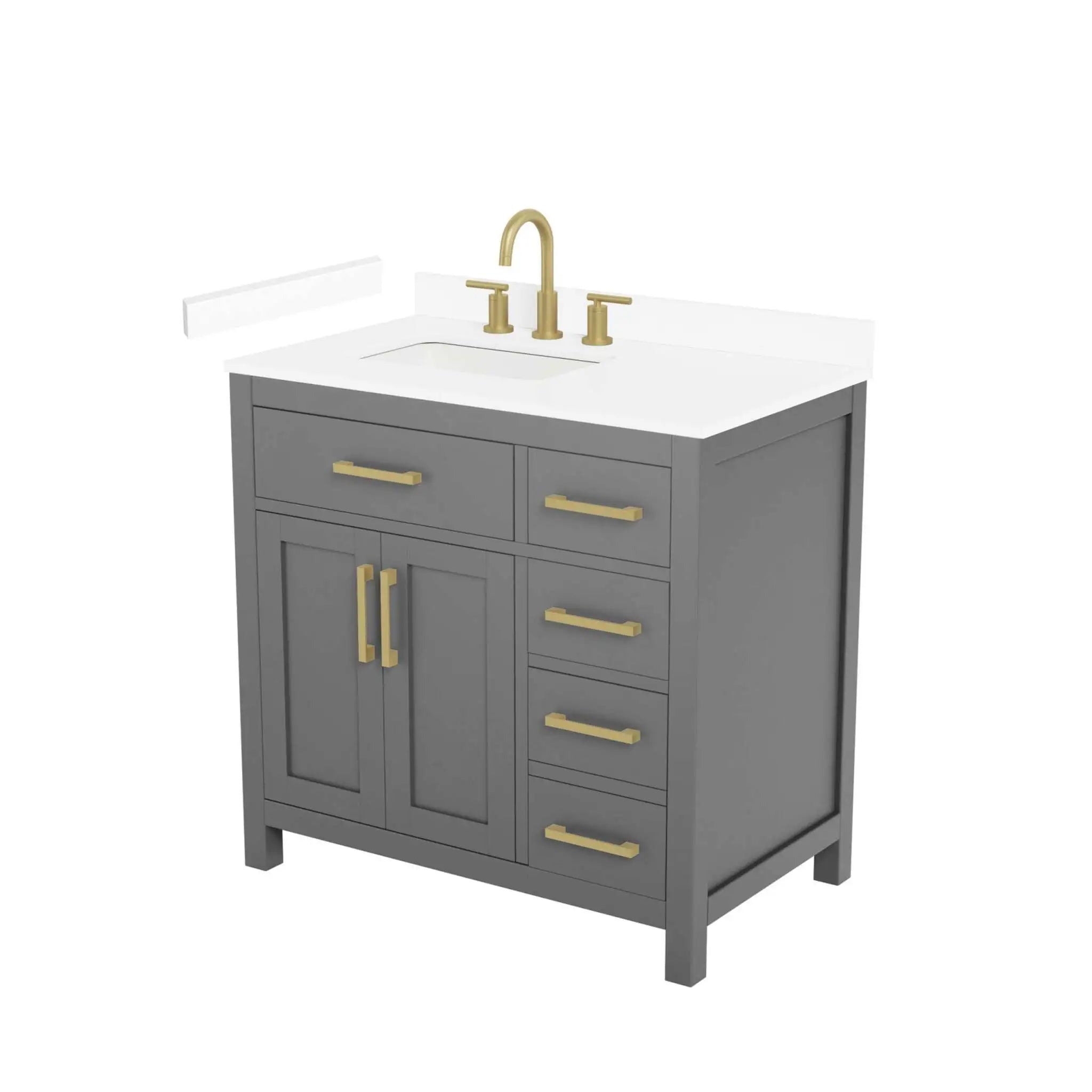 36" Beckett Single Bathroom Vanity in Dark Gray with Brushed Gold Trim by Wyndham