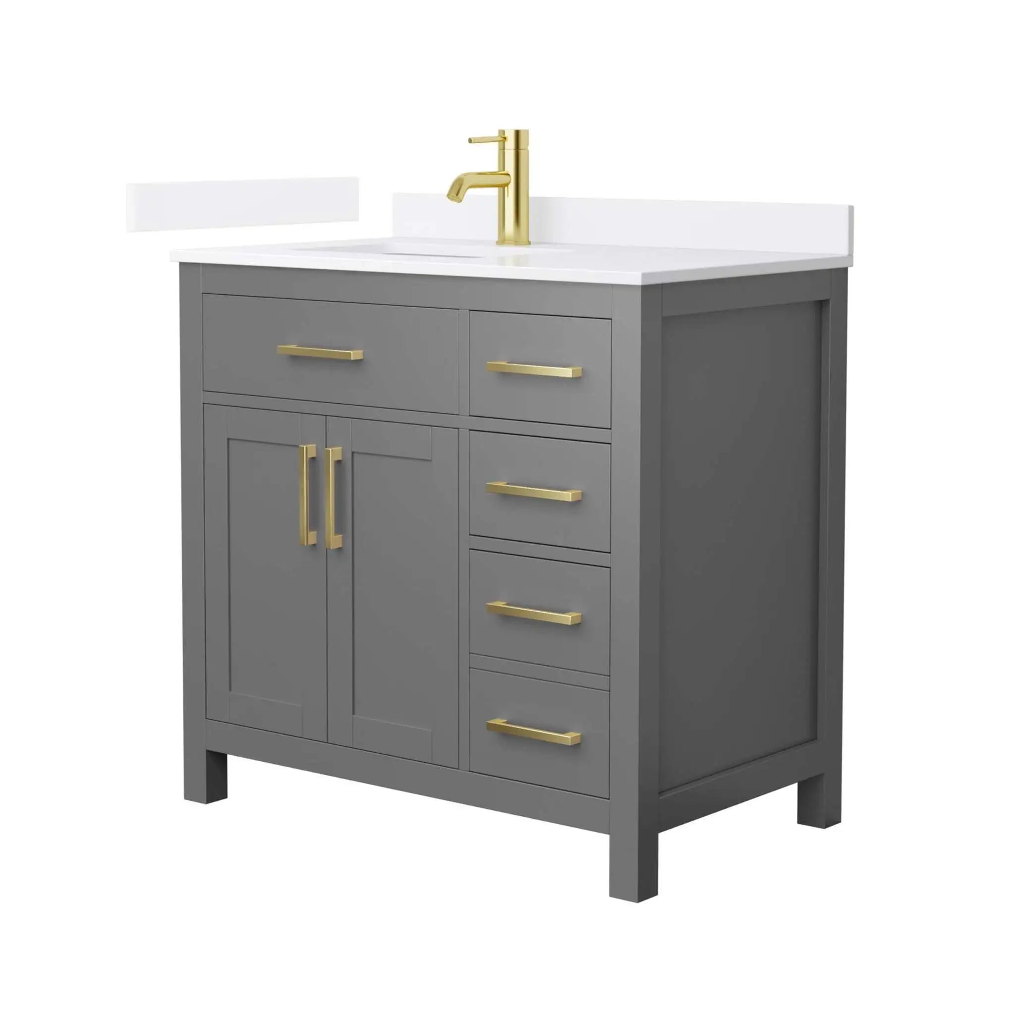 36" Beckett Single Bathroom Vanity in Dark Gray with Brushed Gold Trim by Wyndham