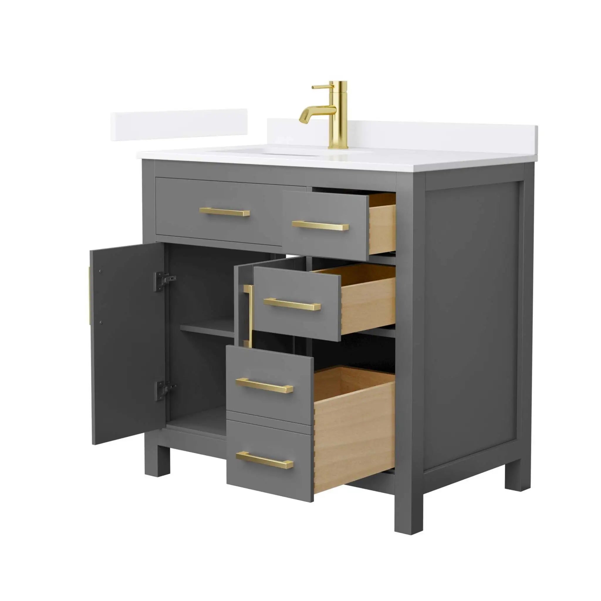 36" Beckett Single Bathroom Vanity in Dark Gray with Brushed Gold Trim by Wyndham