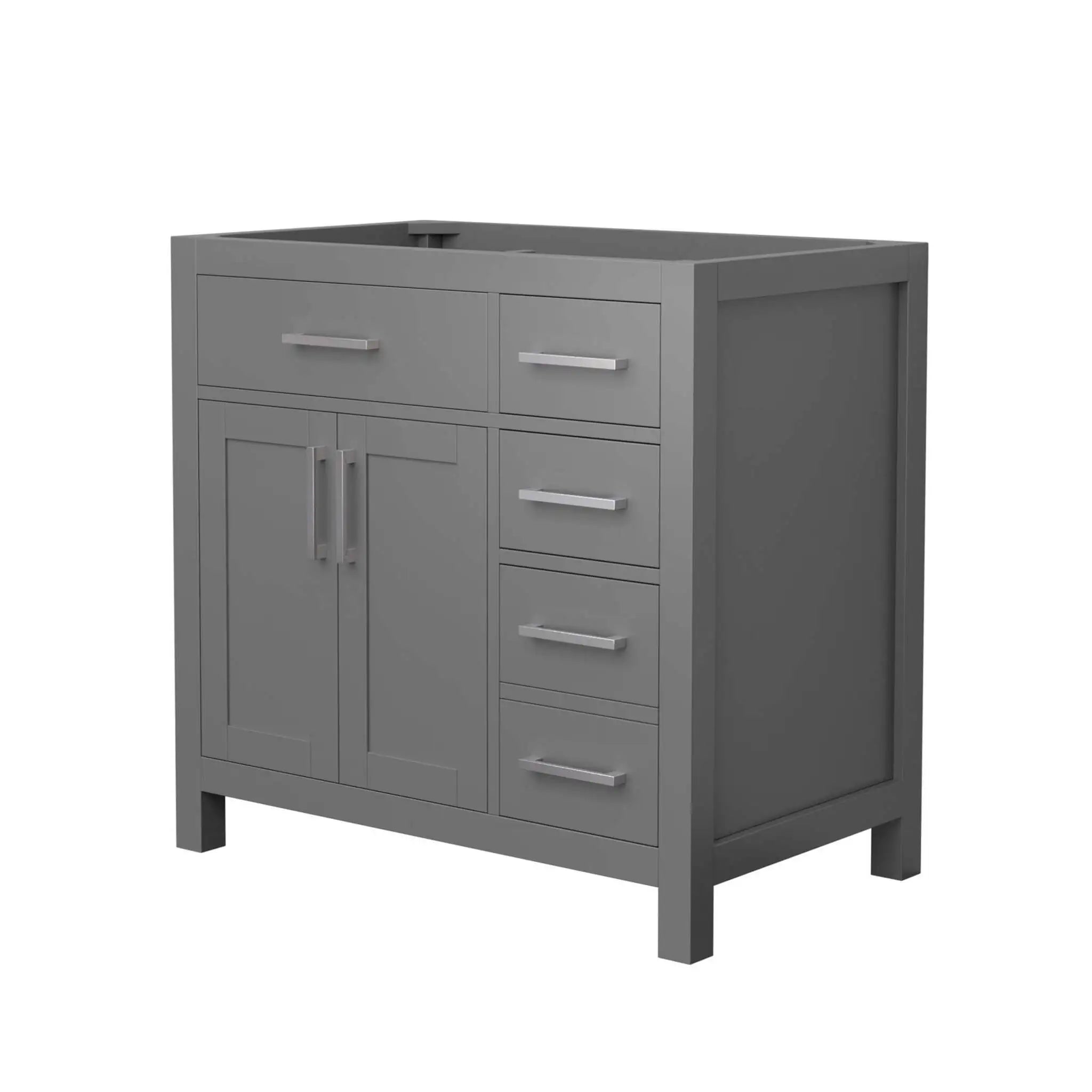 36" Beckett Single Bathroom Vanity in Dark Gray with Brushed Nickel Trim by Wyndham