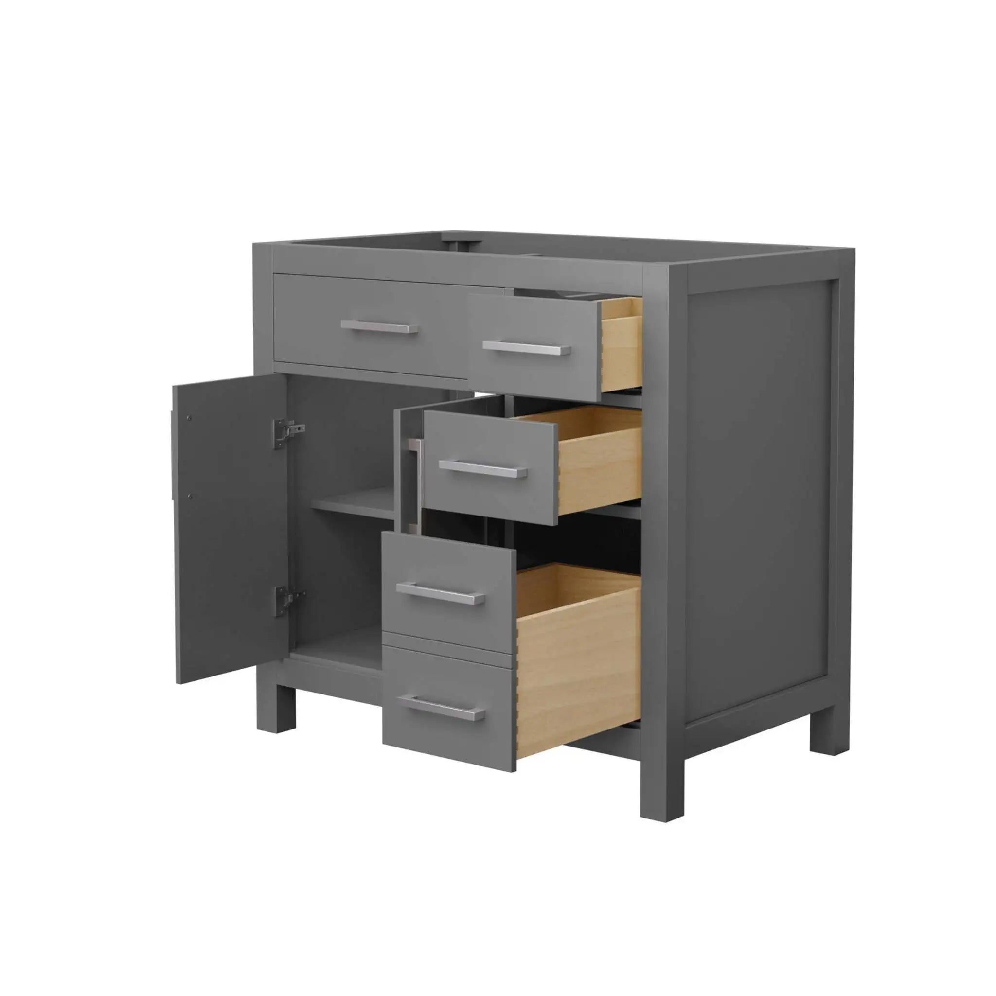 36" Beckett Single Bathroom Vanity in Dark Gray with Brushed Nickel Trim by Wyndham