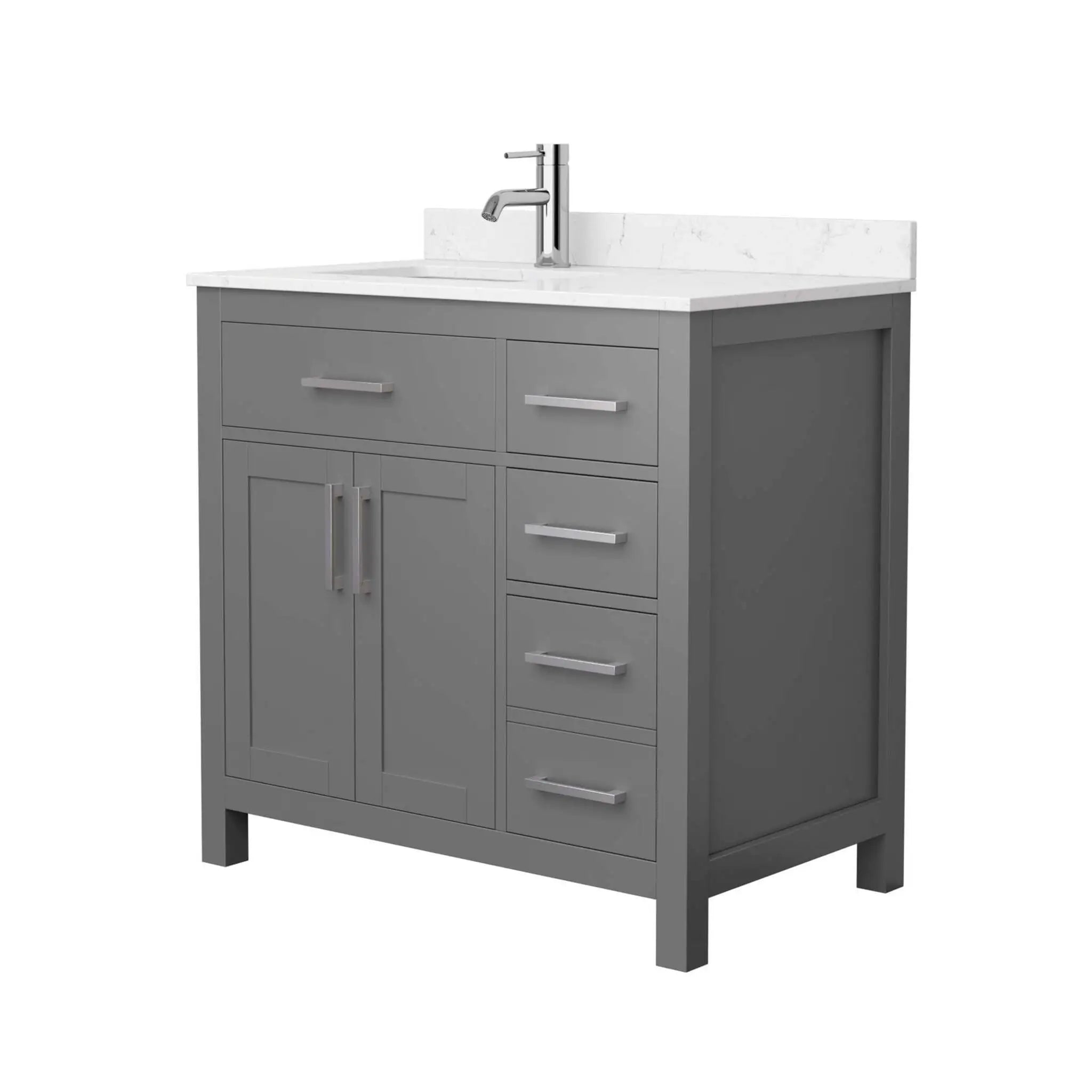36" Beckett Single Bathroom Vanity in Dark Gray with Brushed Nickel Trim by Wyndham