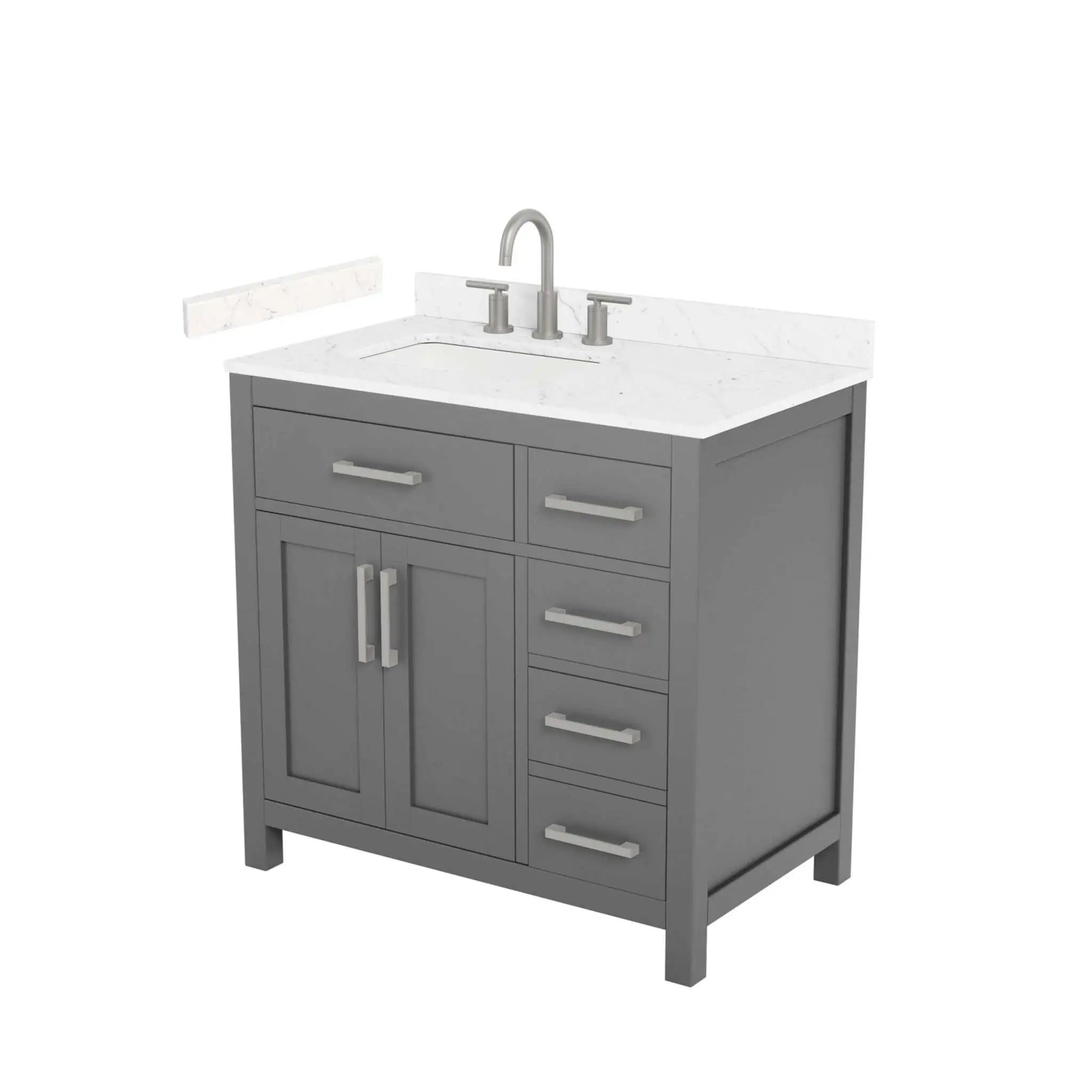 36" Beckett Single Bathroom Vanity in Dark Gray with Brushed Nickel Trim by Wyndham