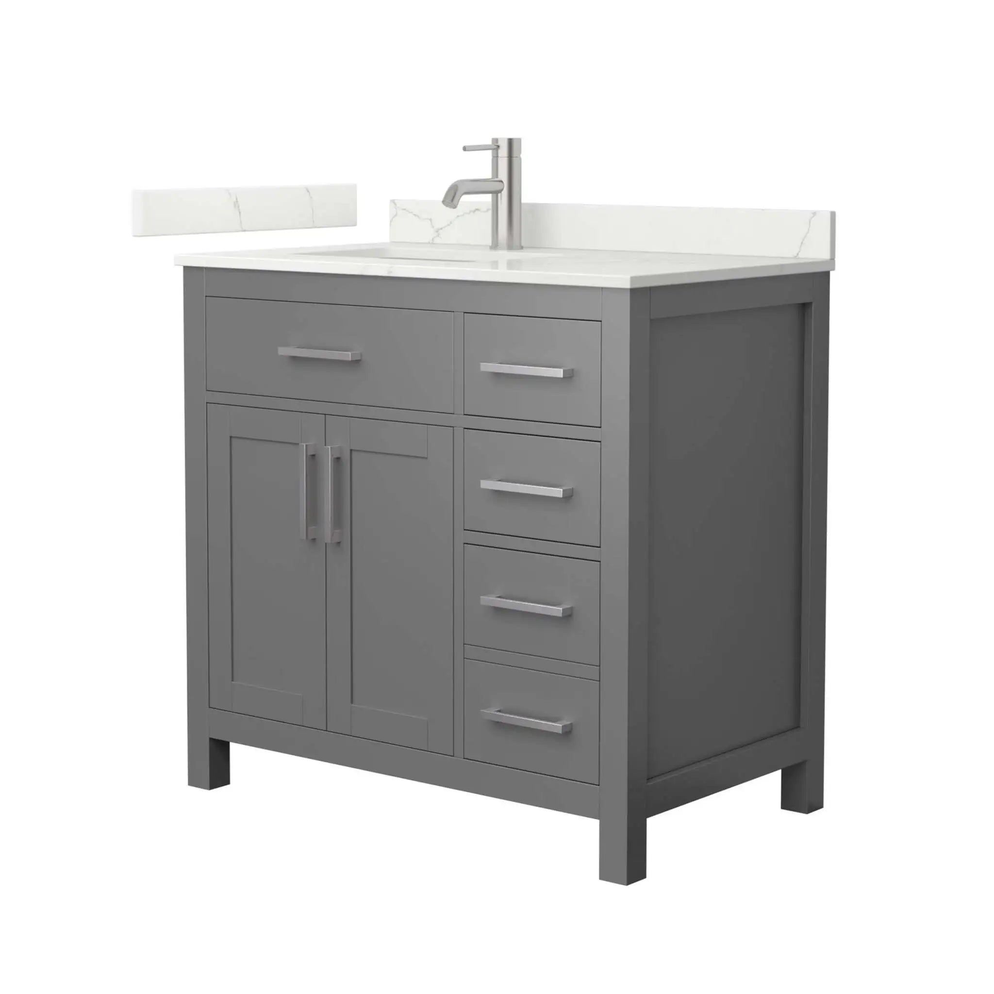 36" Beckett Single Bathroom Vanity in Dark Gray with Brushed Nickel Trim by Wyndham