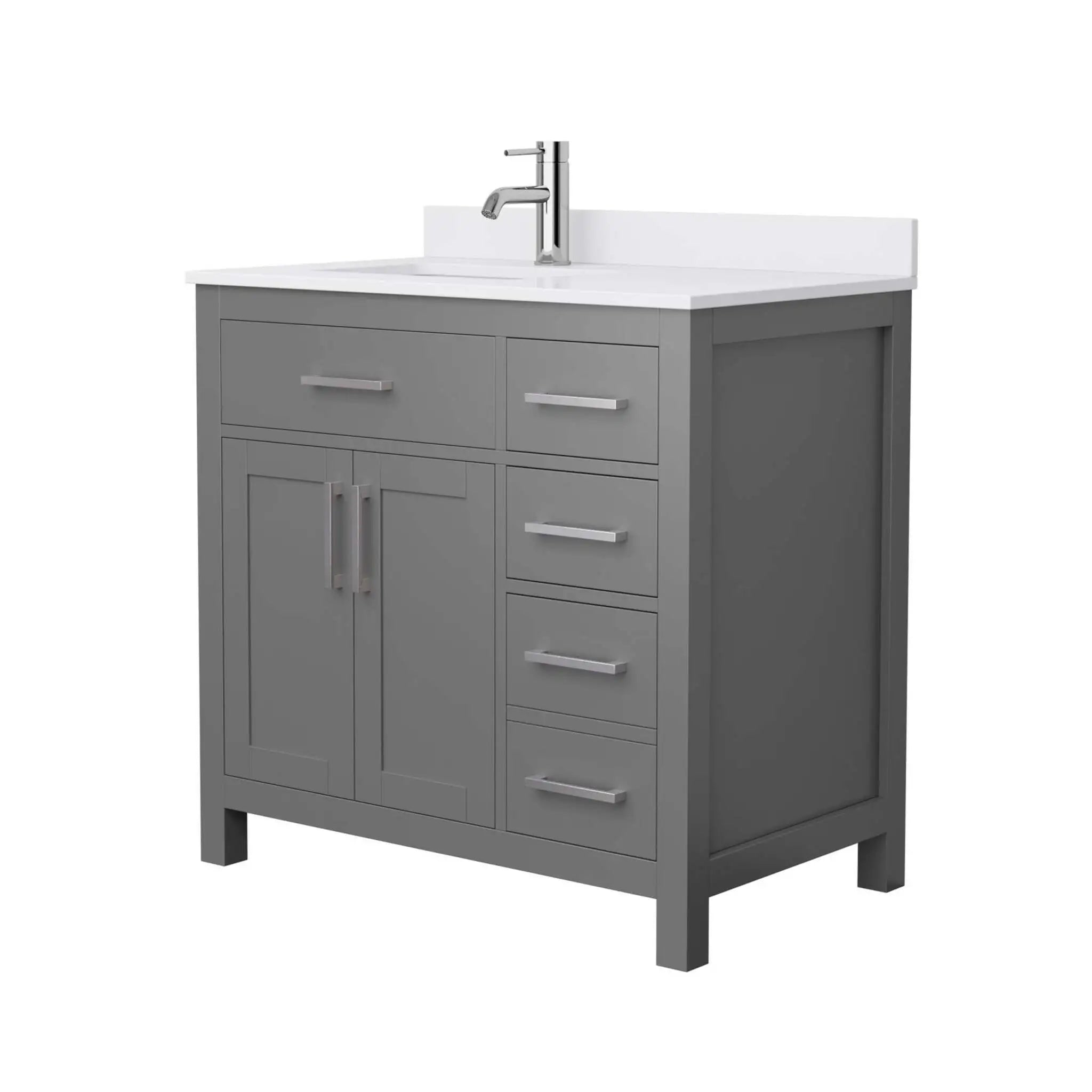 36" Beckett Single Bathroom Vanity in Dark Gray with Brushed Nickel Trim by Wyndham