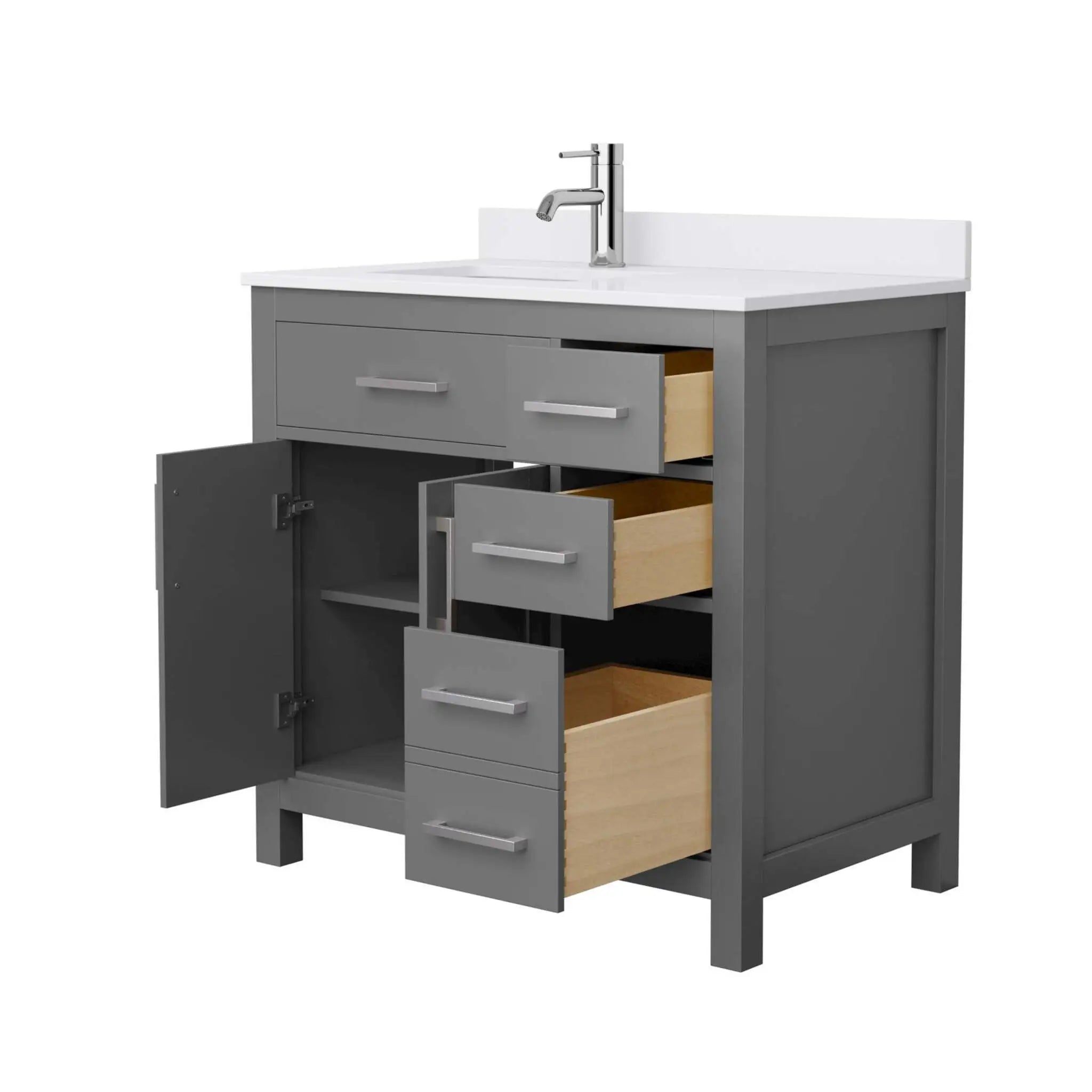 36" Beckett Single Bathroom Vanity in Dark Gray with Brushed Nickel Trim by Wyndham