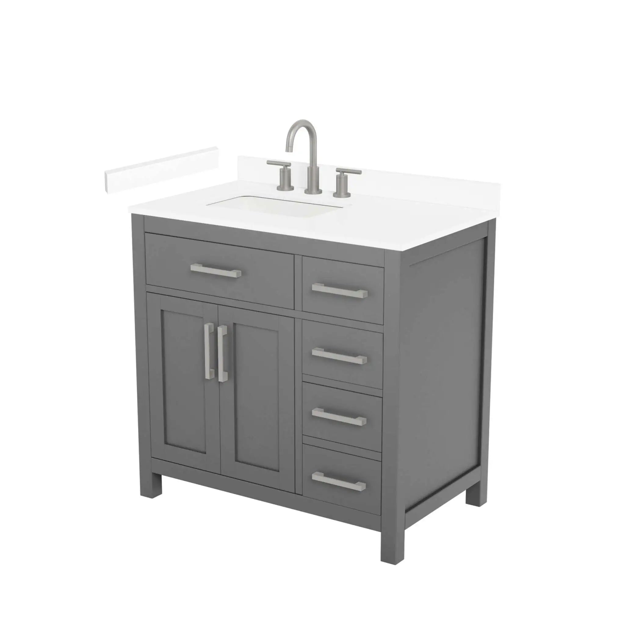 36" Beckett Single Bathroom Vanity in Dark Gray with Brushed Nickel Trim by Wyndham