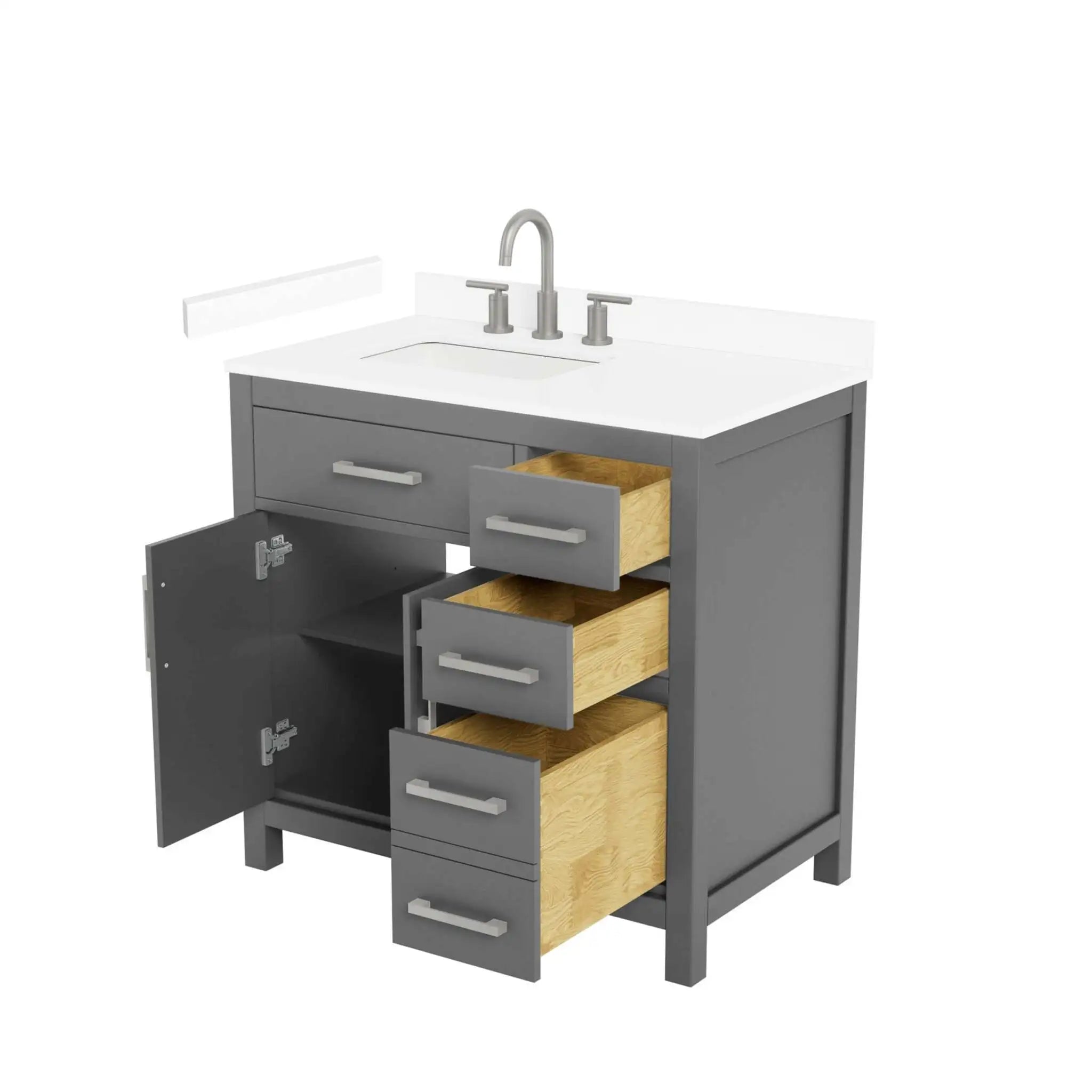 36" Beckett Single Bathroom Vanity in Dark Gray with Brushed Nickel Trim by Wyndham