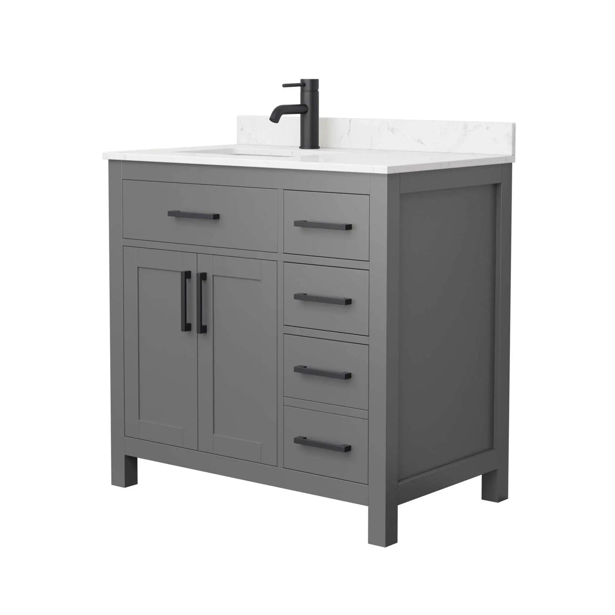 36" Beckett Single Bathroom Vanity in Dark Gray with Matte Black Trim by Wyndham