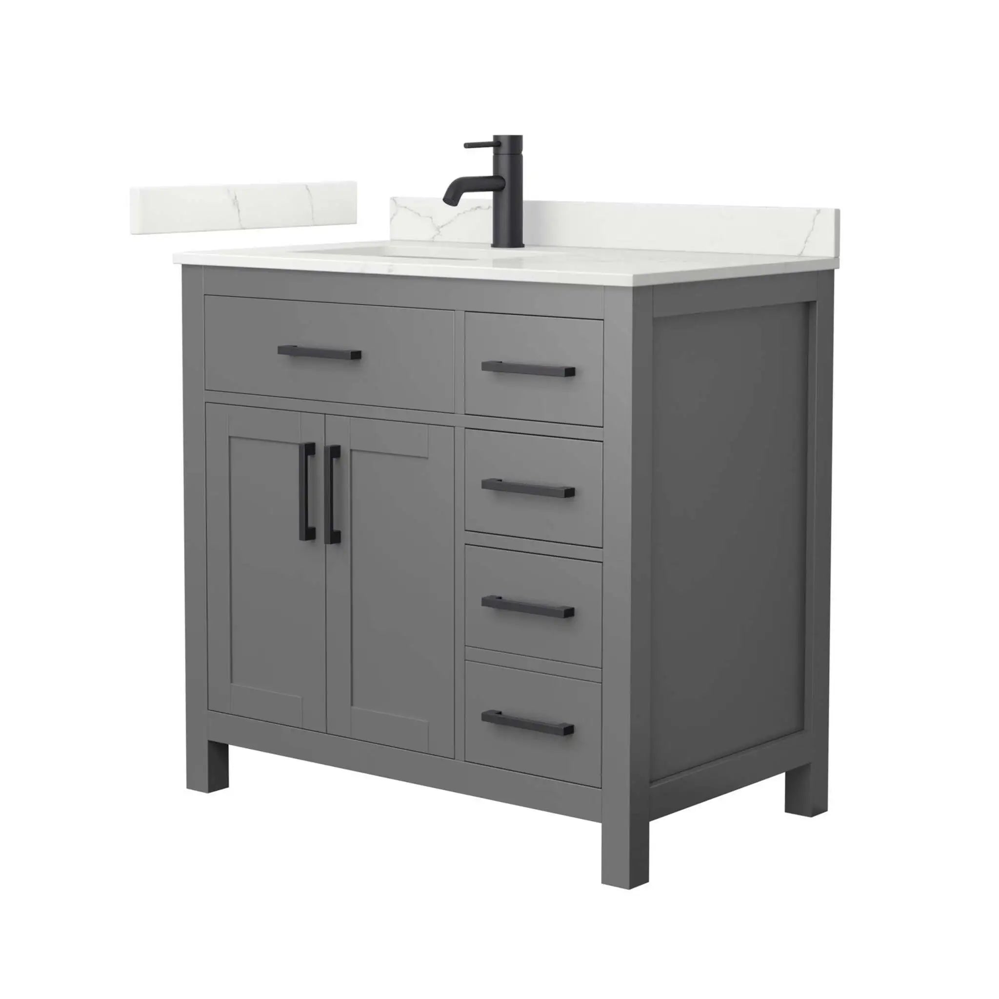 36" Beckett Single Bathroom Vanity in Dark Gray with Matte Black Trim by Wyndham