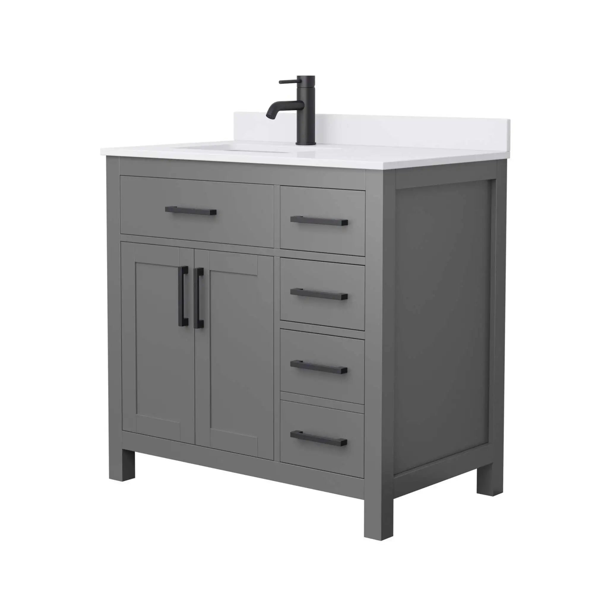 36" Beckett Single Bathroom Vanity in Dark Gray with Matte Black Trim by Wyndham