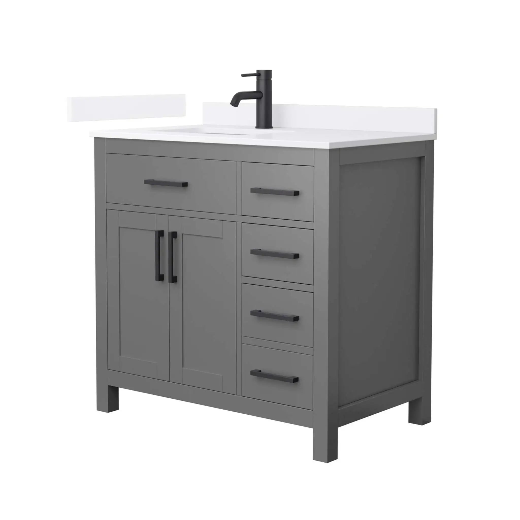 36" Beckett Single Bathroom Vanity in Dark Gray with Matte Black Trim by Wyndham
