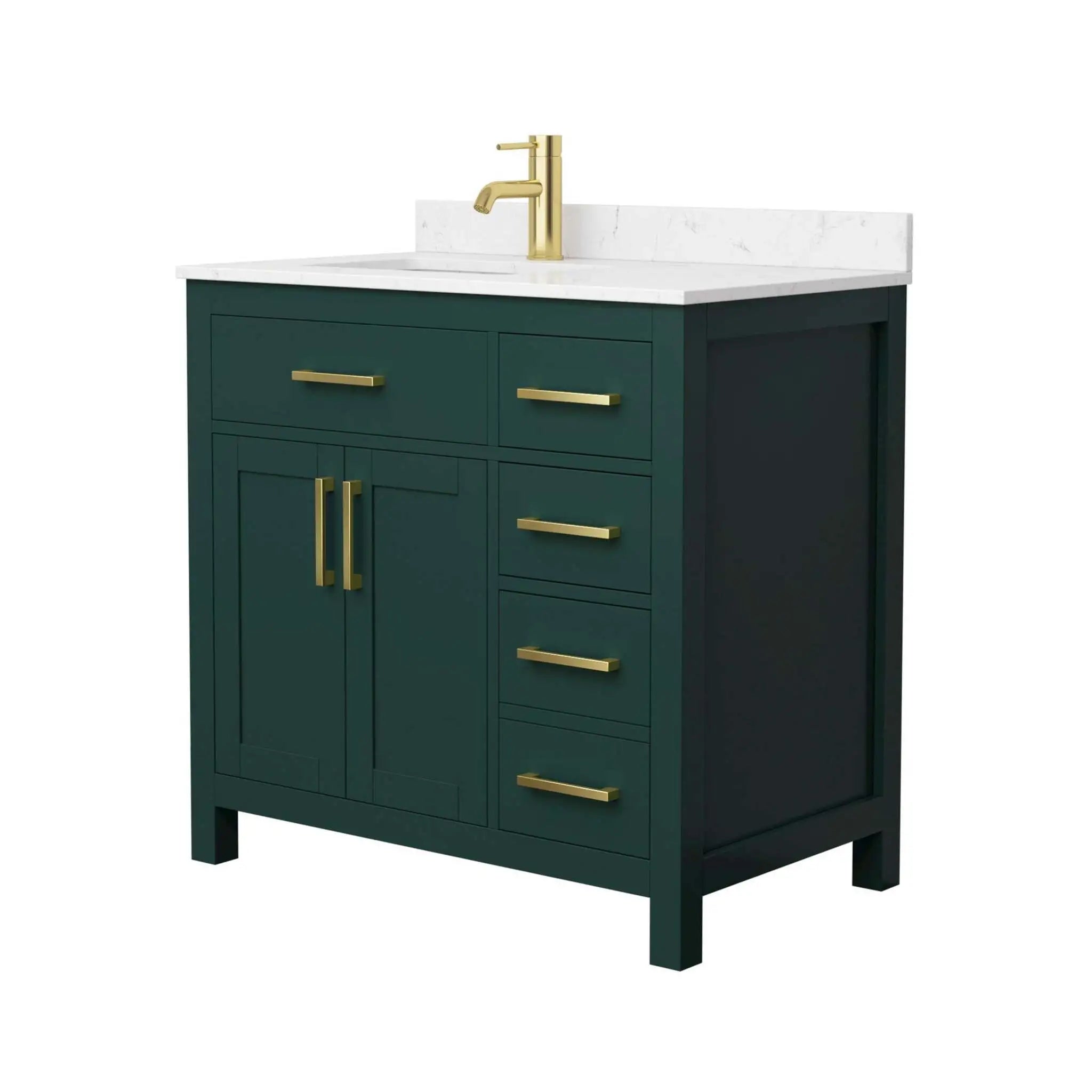 36" Beckett Single Bathroom Vanity in Green with Brushed Gold Trim by Wyndham