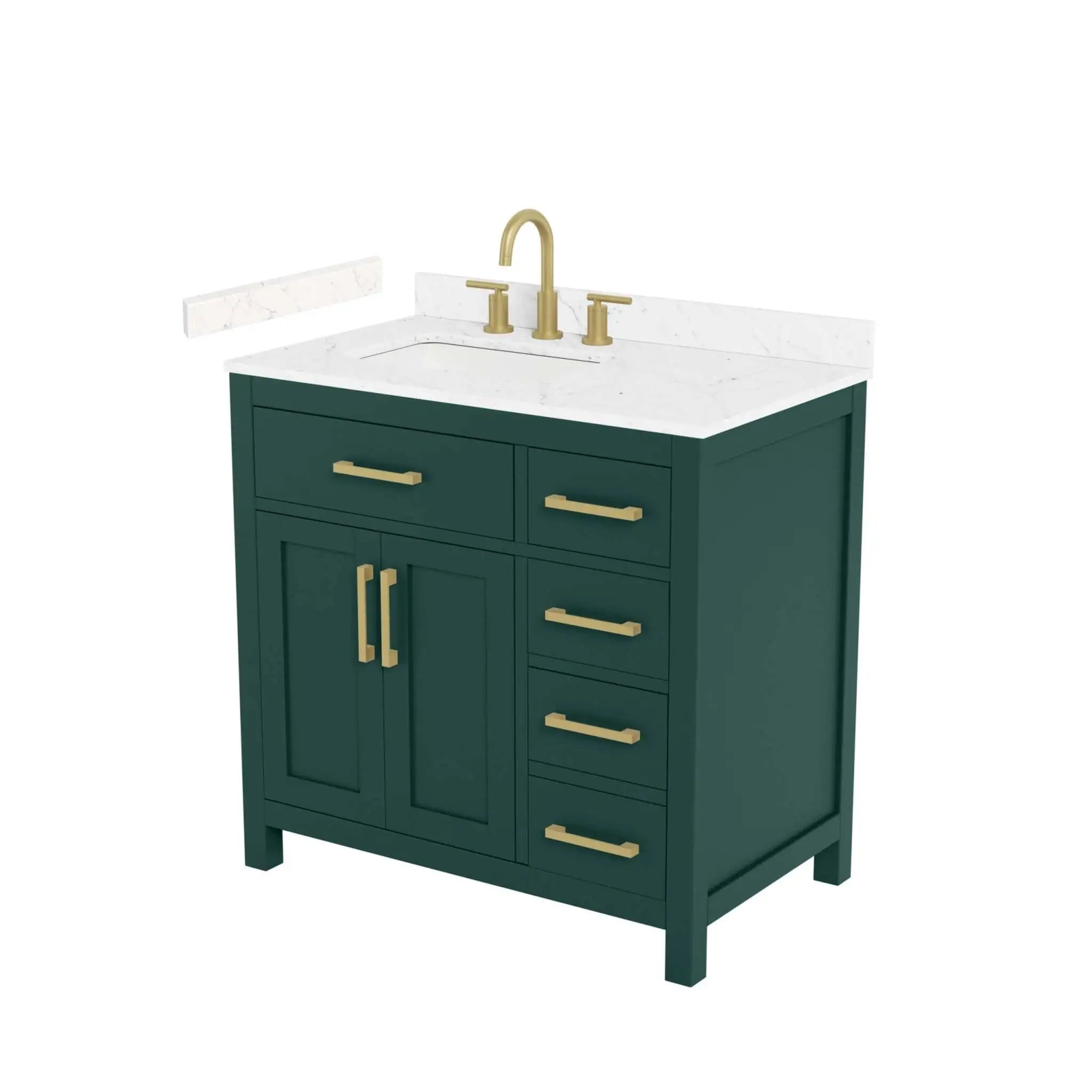 36" Beckett Single Bathroom Vanity in Green with Brushed Gold Trim by Wyndham