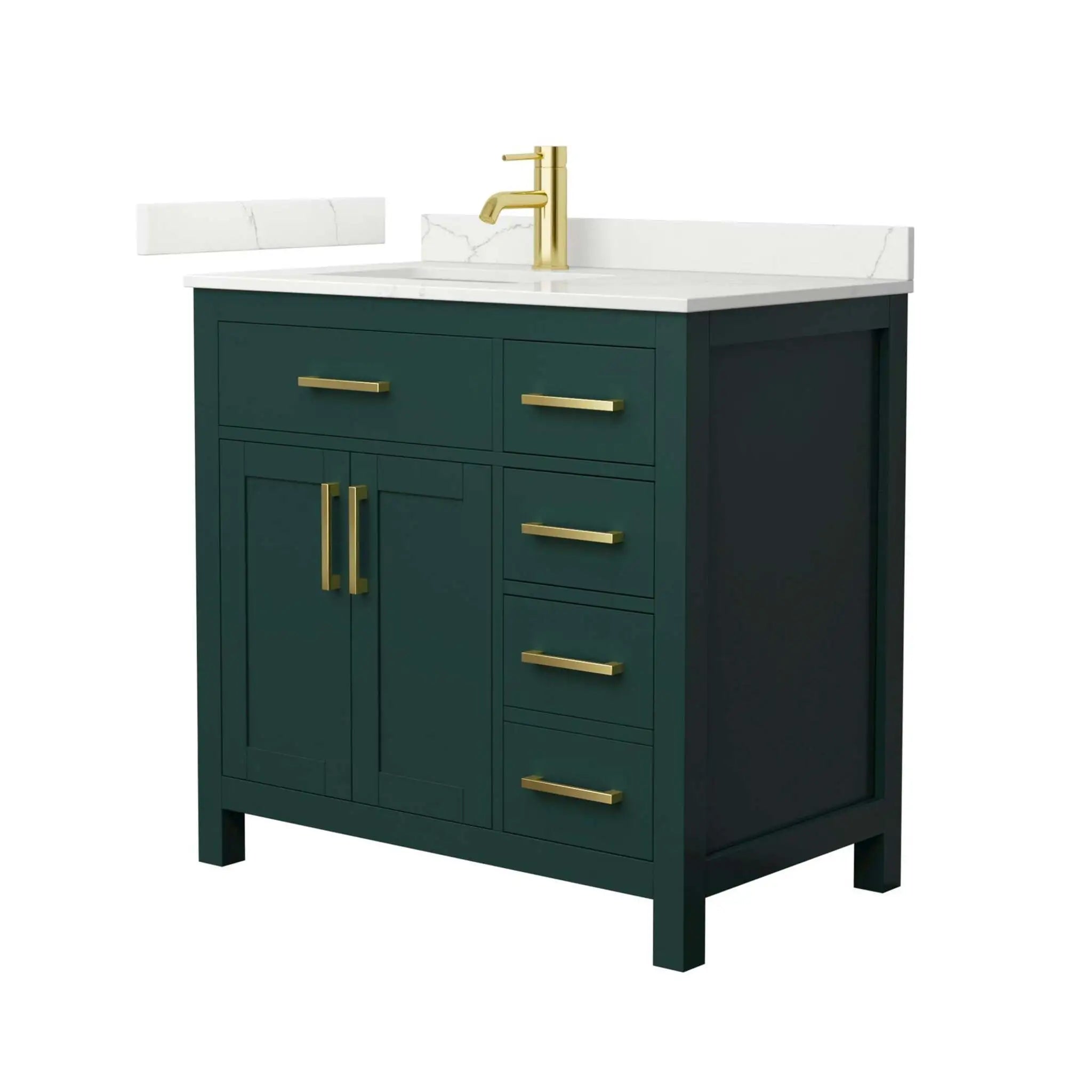 36" Beckett Single Bathroom Vanity in Green with Brushed Gold Trim by Wyndham