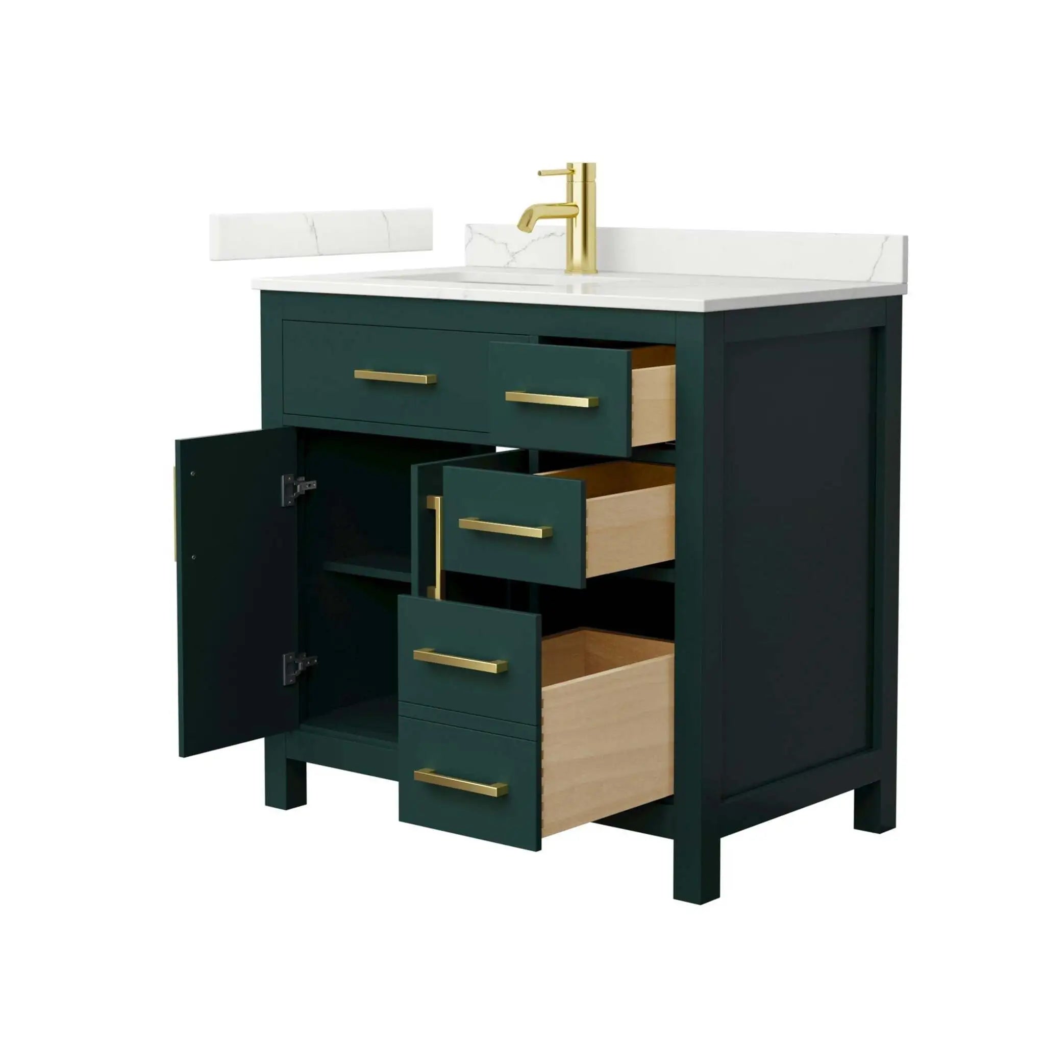 36" Beckett Single Bathroom Vanity in Green with Brushed Gold Trim by Wyndham