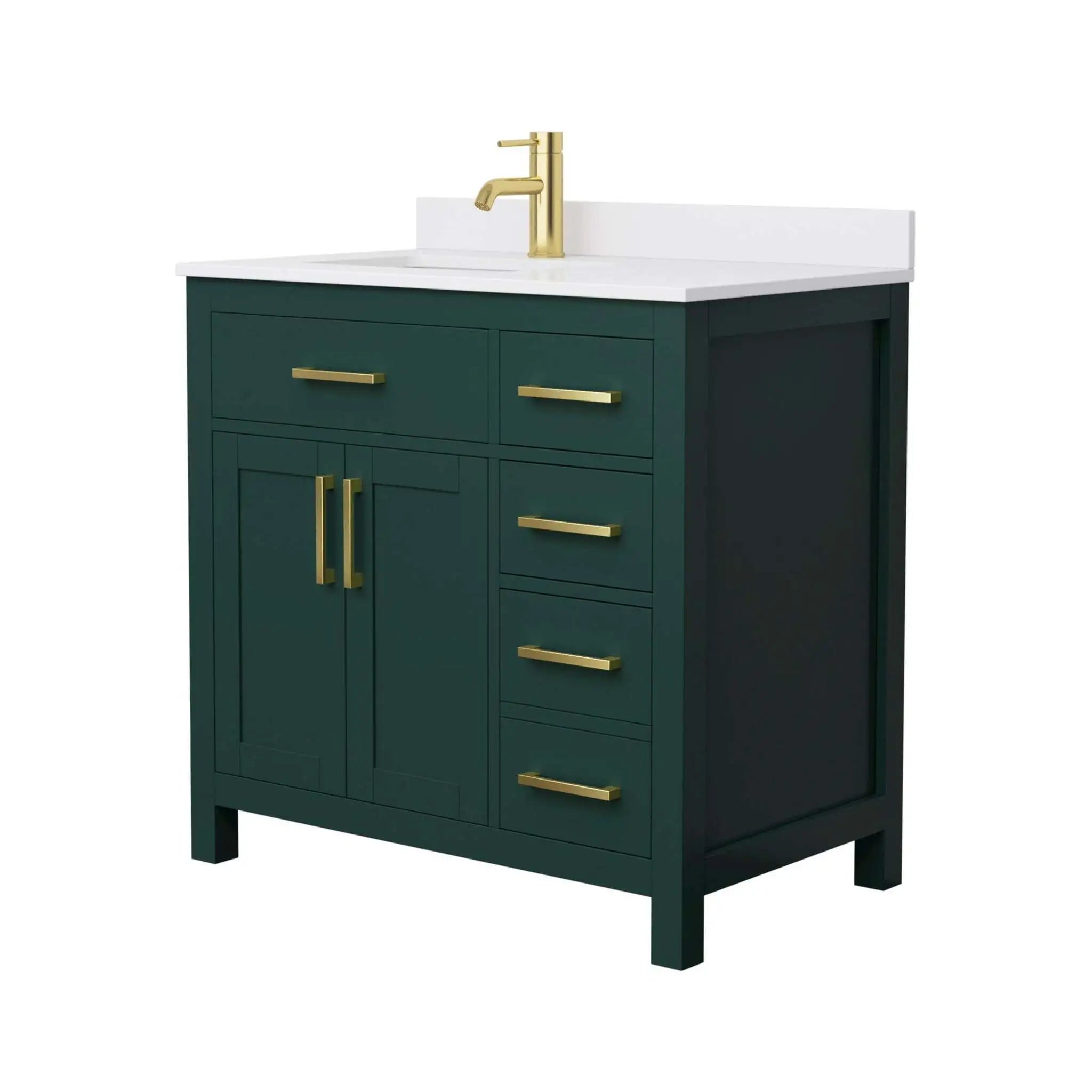 36" Beckett Single Bathroom Vanity in Green with Brushed Gold Trim by Wyndham